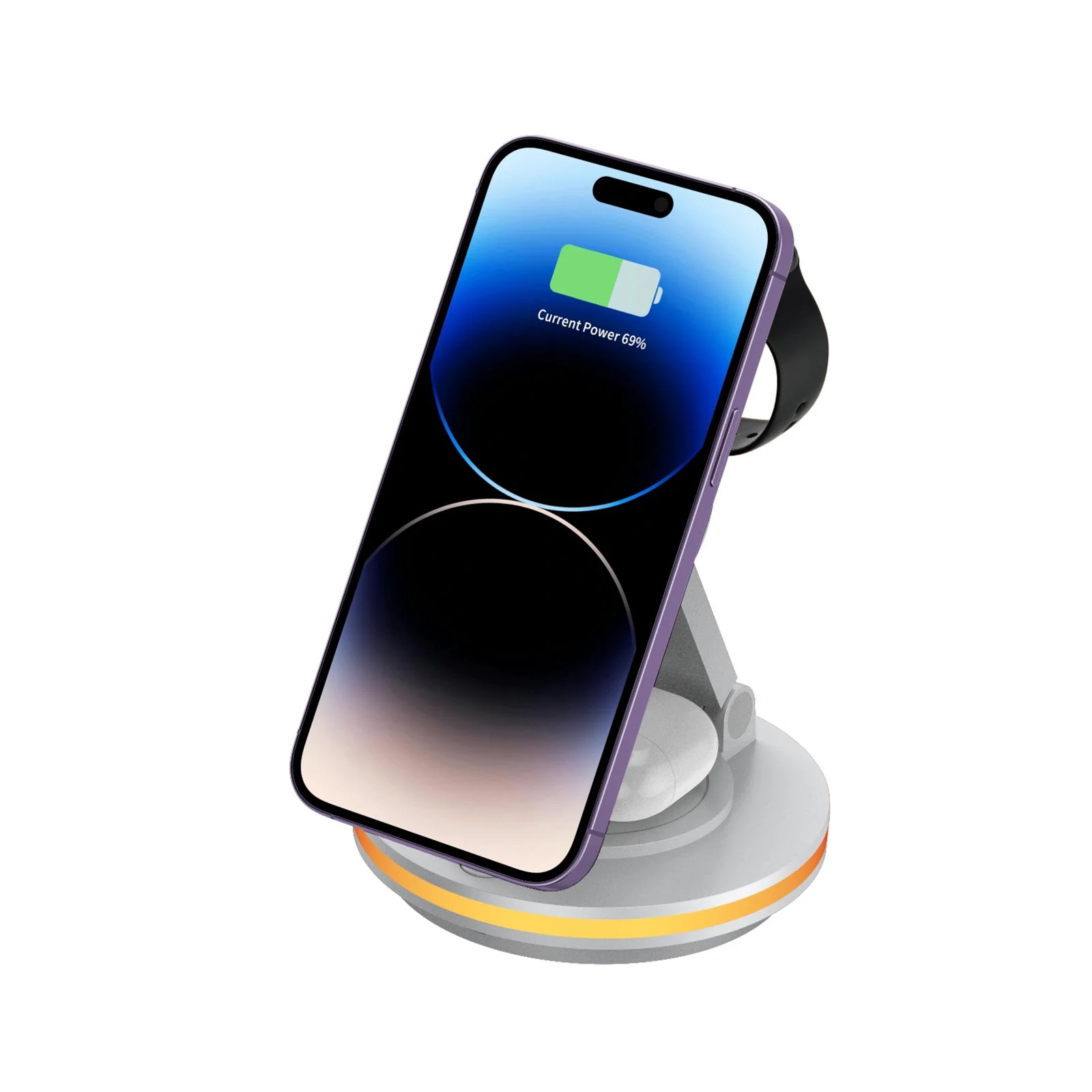 Foldable 4-in-1 Magnetic Wireless Charging Station with 7-Color Night Light for iPhone, Apple Watch & AirPods - Image 14