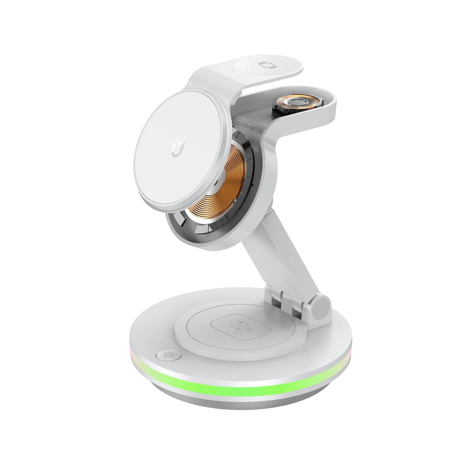 Foldable 4-in-1 Magnetic Wireless Charging Station with 7-Color Night Light for iPhone, Apple Watch & AirPods - Image 22