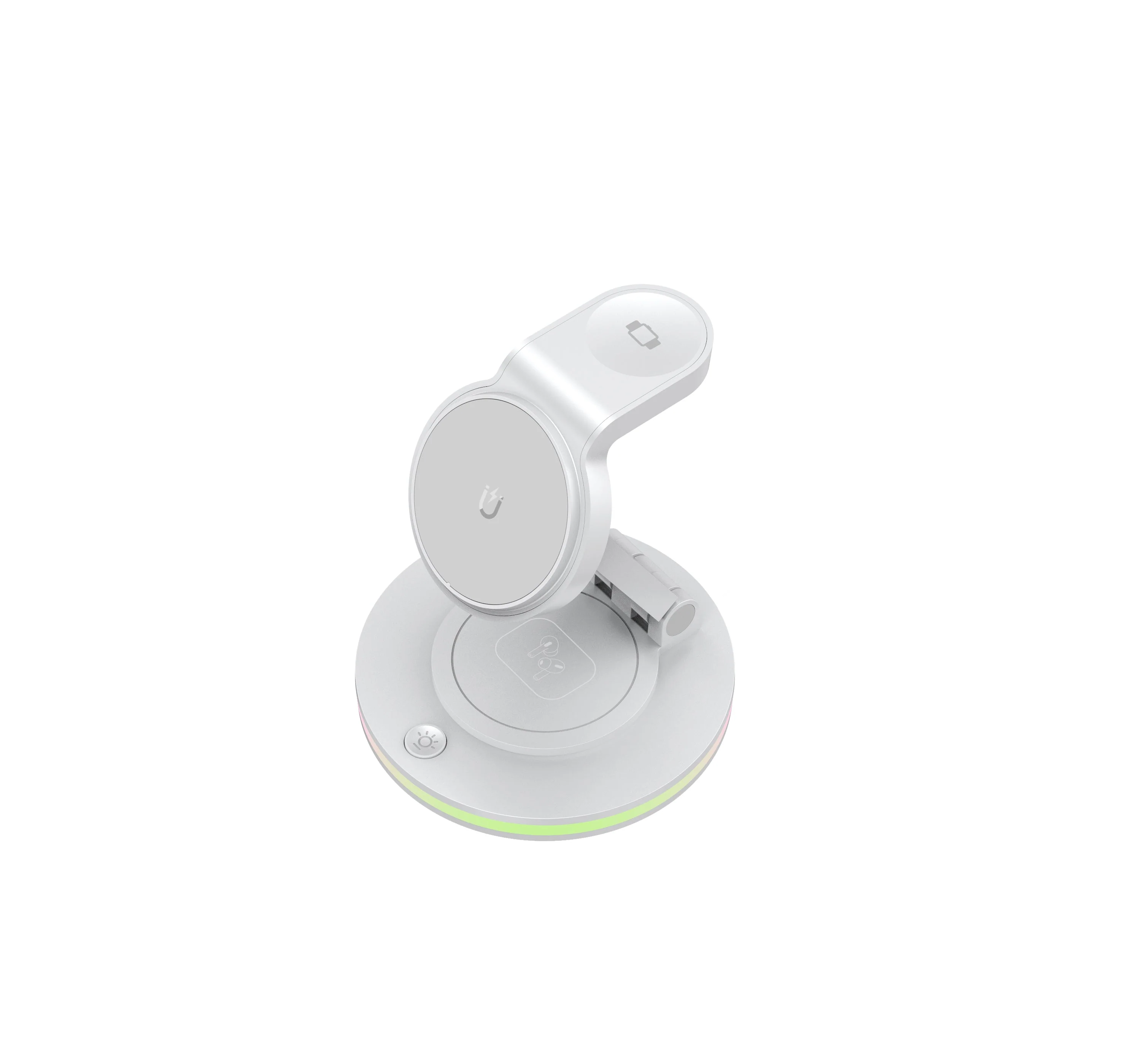 Foldable 4-in-1 Magnetic Wireless Charging Station with 7-Color Night Light for iPhone, Apple Watch & AirPods - Image 26