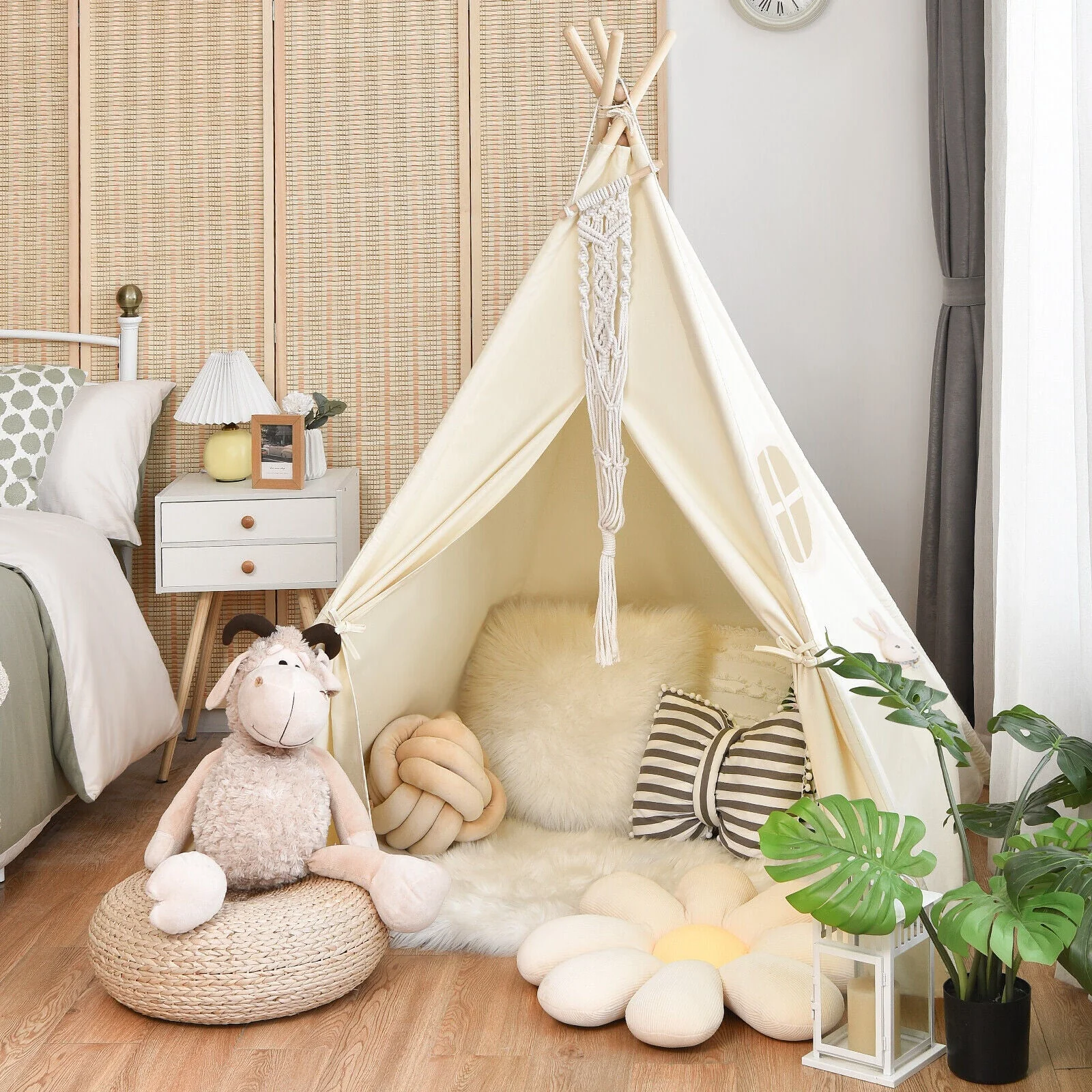 Foldable Kids Canvas Teepee Play Tent - Image 2