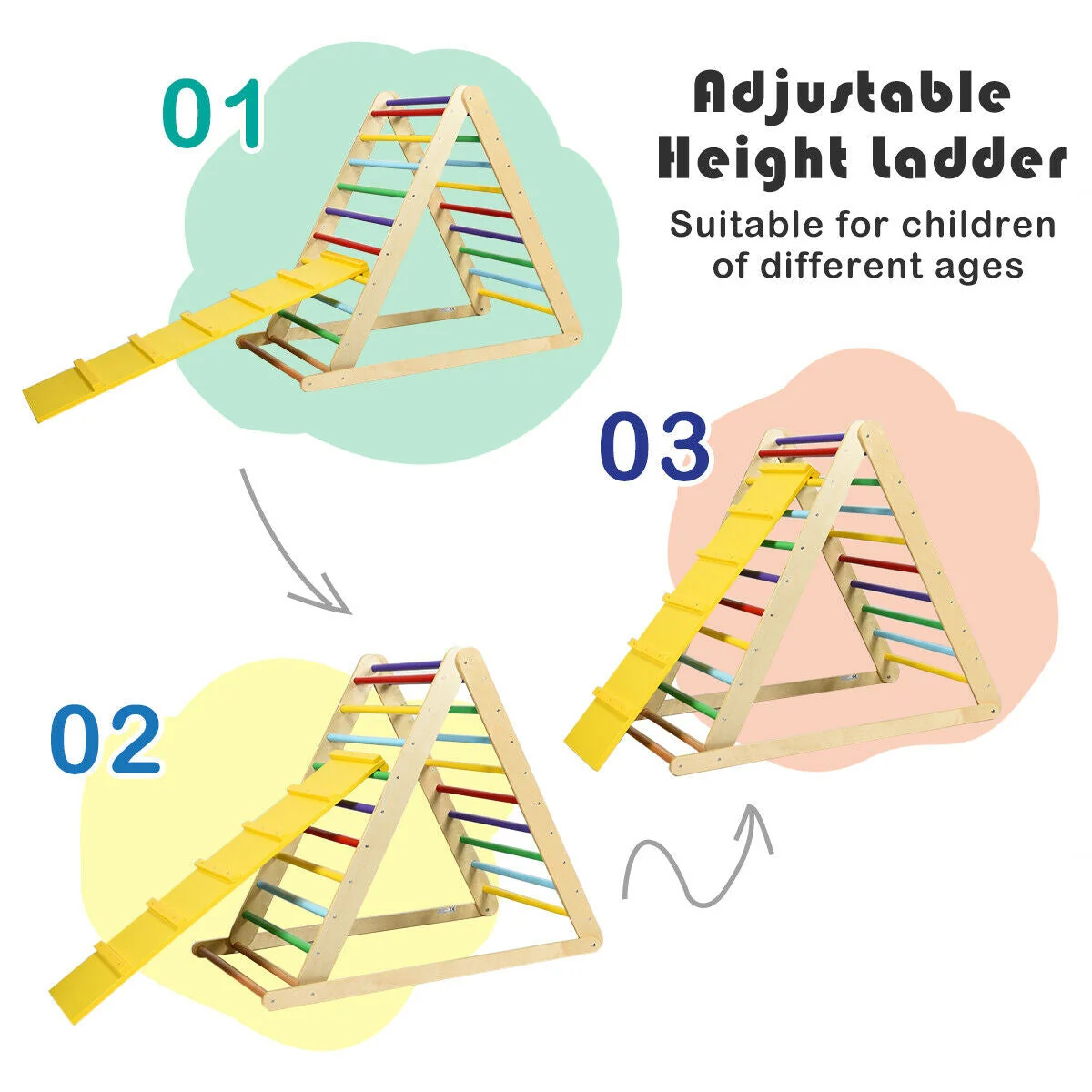 Foldable Wooden Climbing Triangle Indoor Home Climber Ladder - Image 5