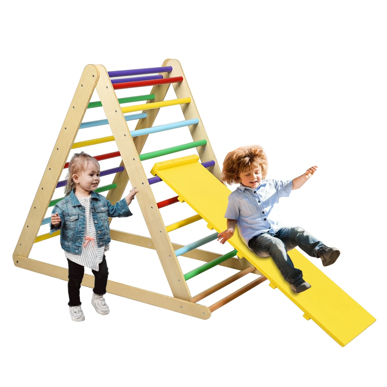 Foldable Wooden Climbing Triangle Indoor Home Climber Ladder - Image 8