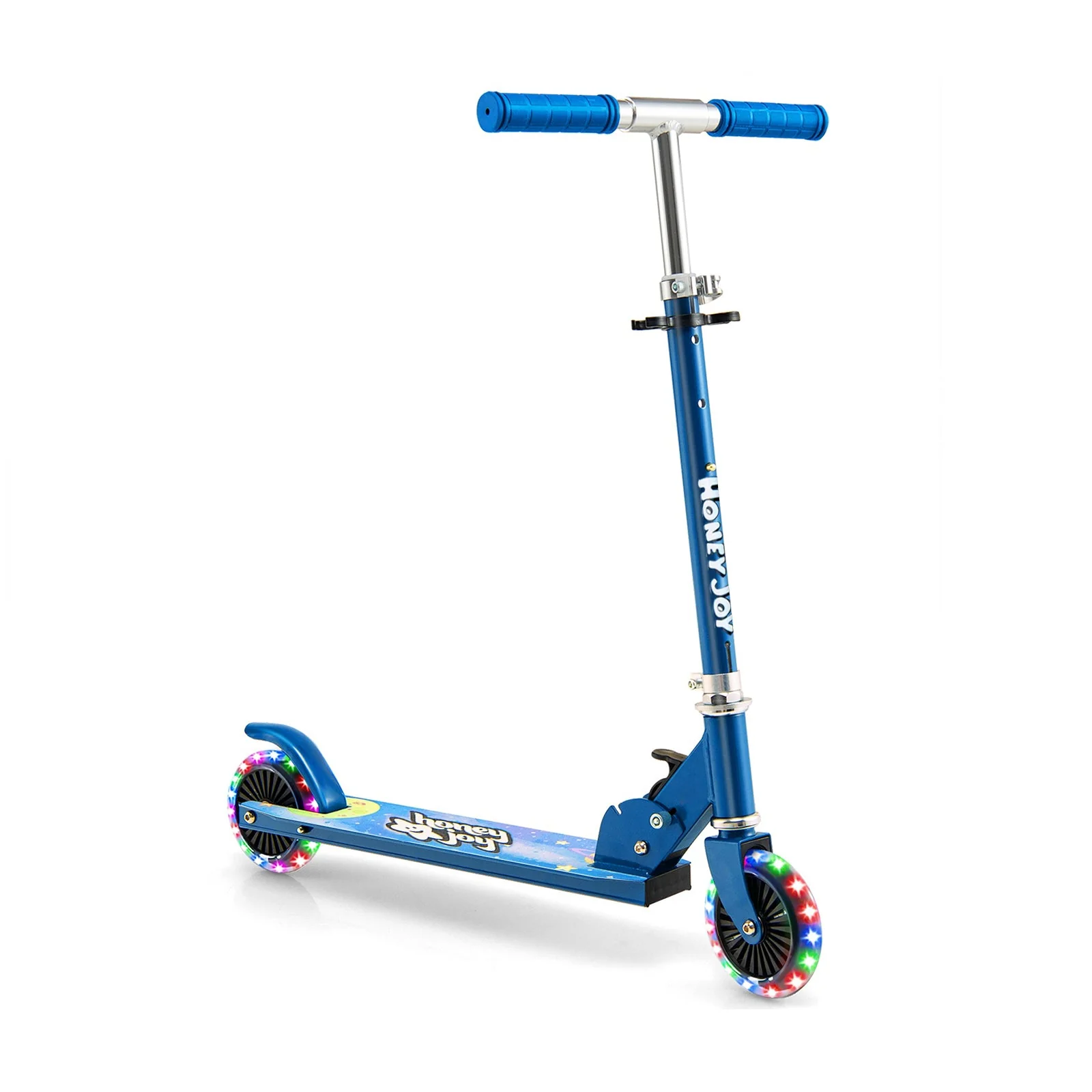 Folding Kick Scooter with 3 Adjustable Heights for Kids-Blue - Image 3