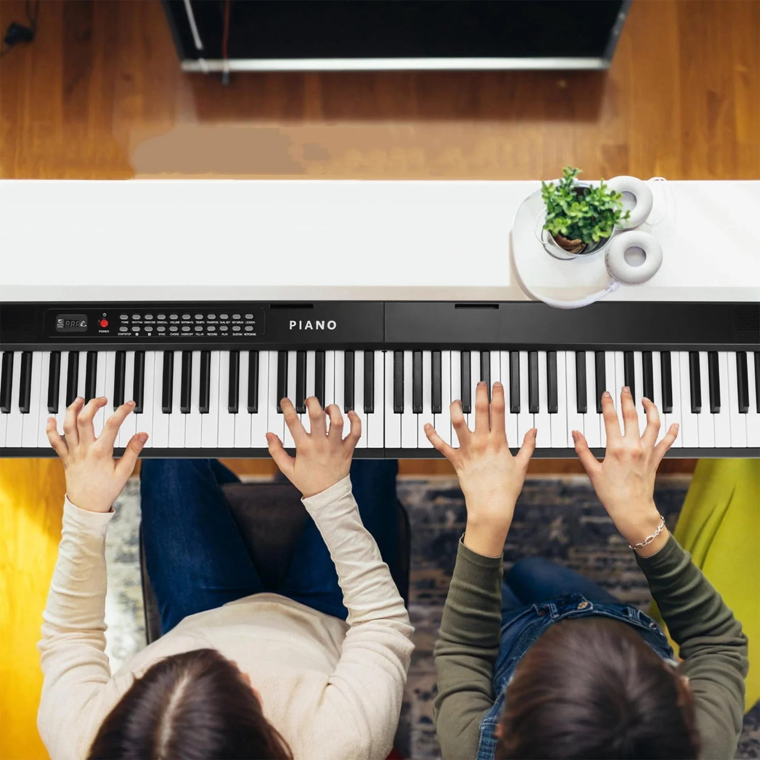 Folding Piano Keyboard 88 Keys Rechargeable Full Size Semi Weighted Piano Digital Electronic Piano with LCD Screen Carry Bag Mic Sheet Music Stand Sti - Image 6