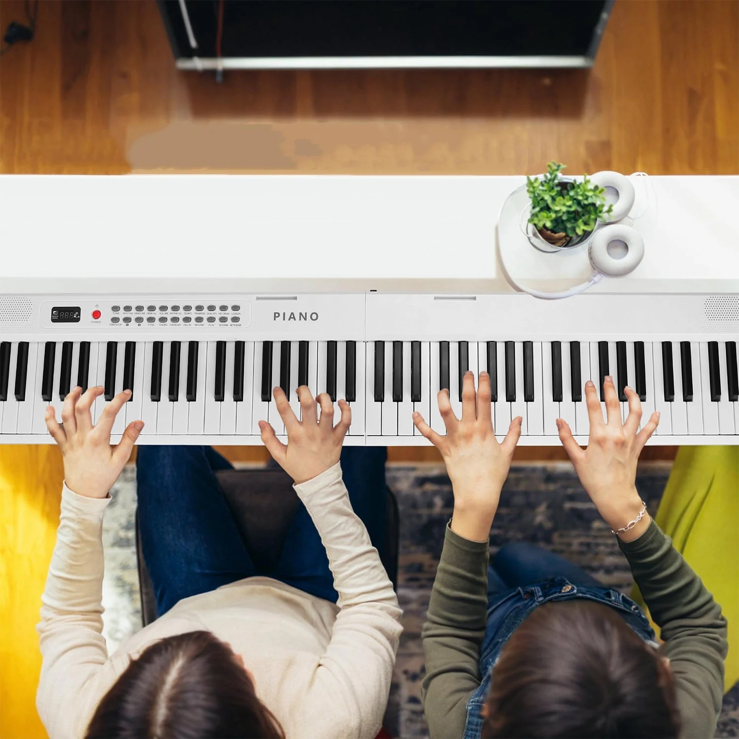 Folding Piano Keyboard 88 Keys Rechargeable Full Size Semi Weighted Piano Digital Electronic Piano with LCD Screen Carry Bag Mic Sheet Music Stand Sti - Image 6