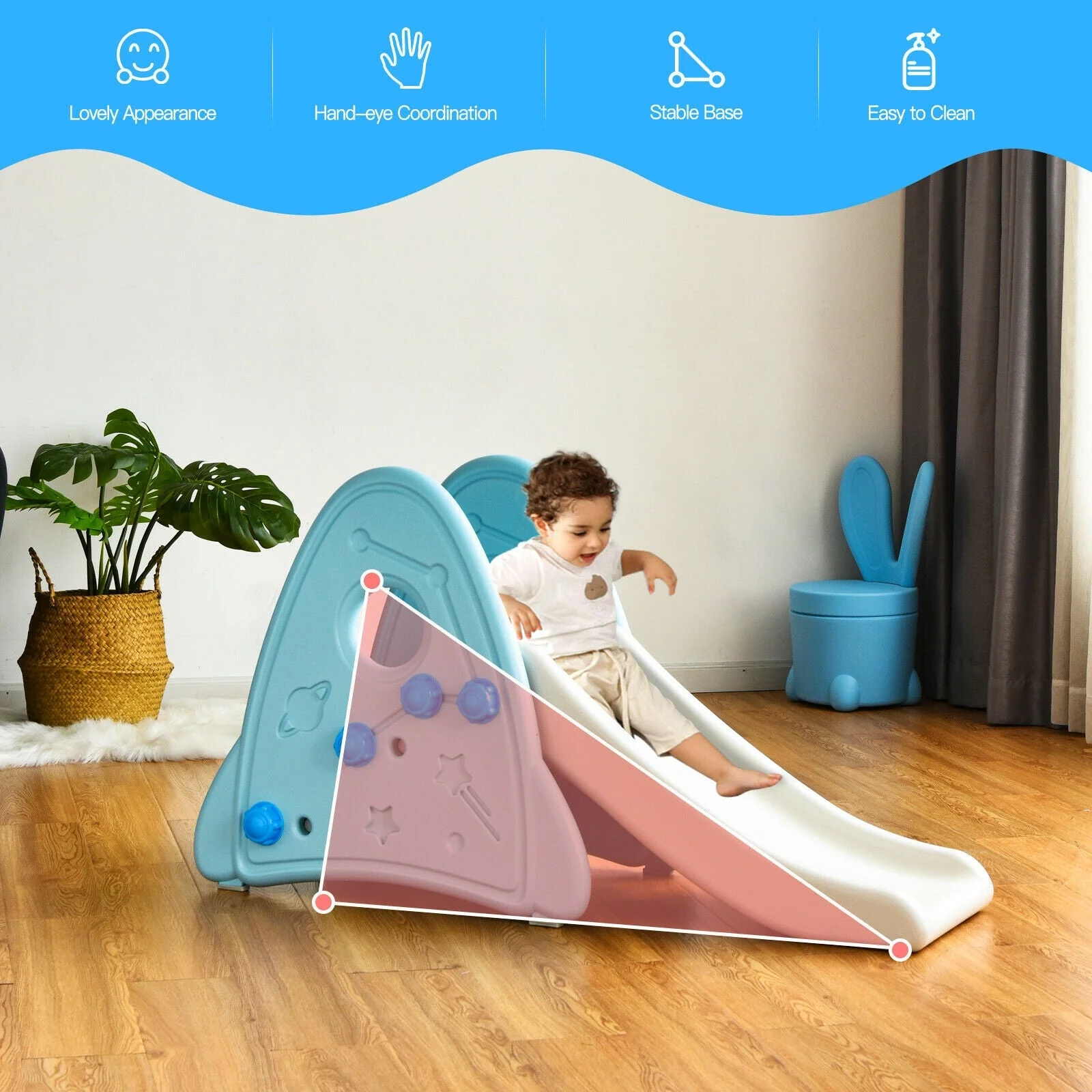 Freestanding Baby Slide Indoor First Play Climber Slide Set for Boys Girls -Blue - Image 8
