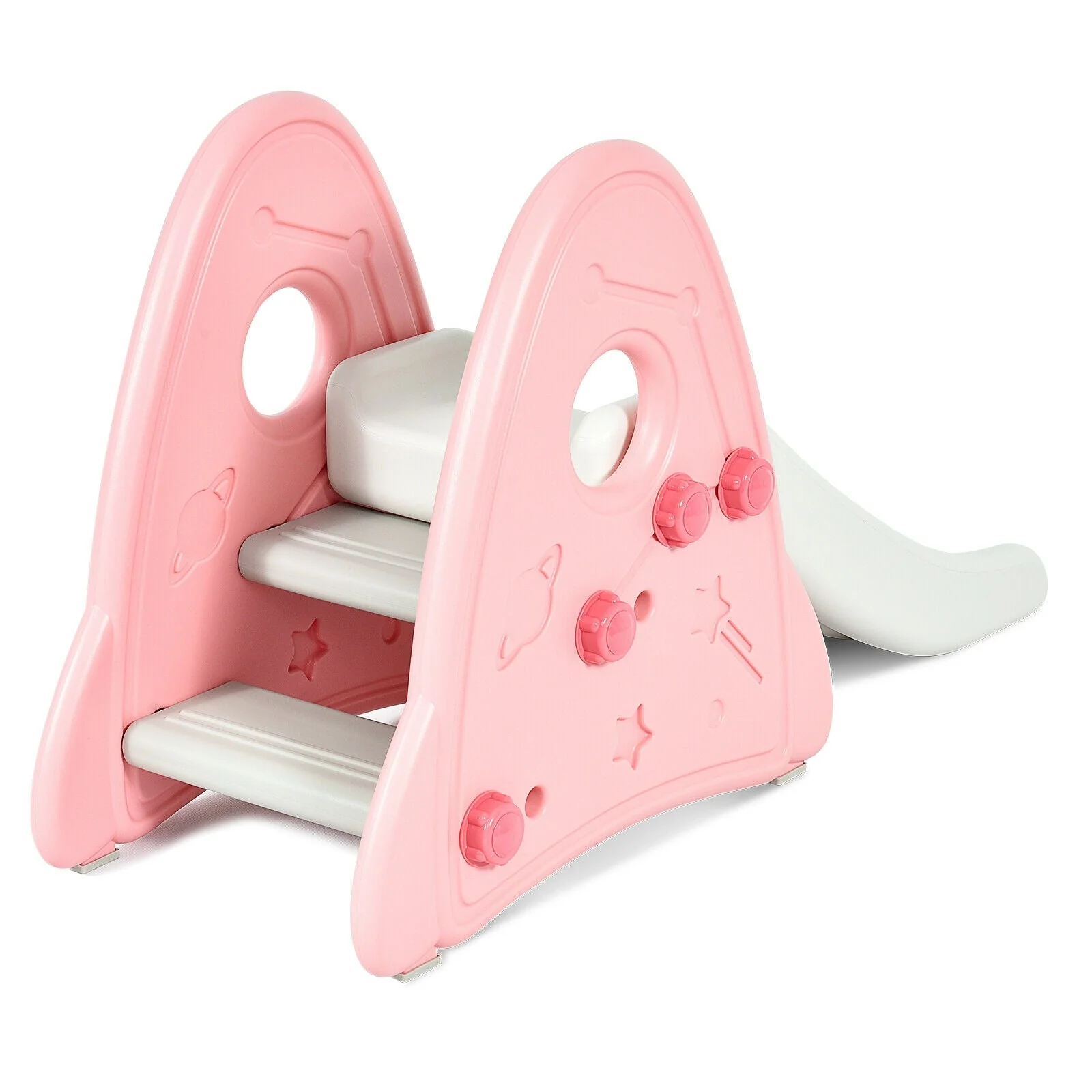 Freestanding Baby Slide Indoor First Play Climber Slide Set for Boys Girls -Pink - Image 4