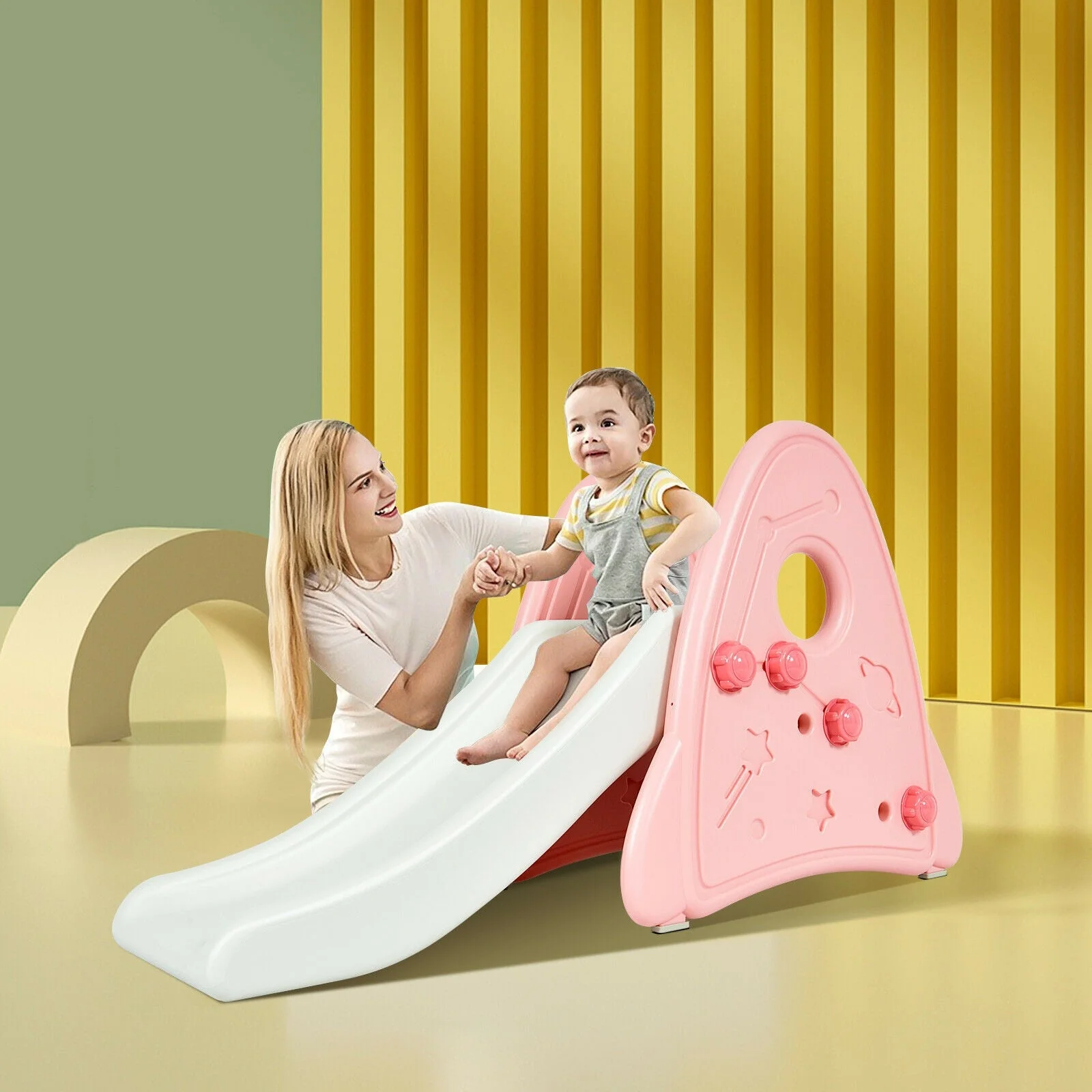 Freestanding Baby Slide Indoor First Play Climber Slide Set for Boys Girls -Pink - Image 6
