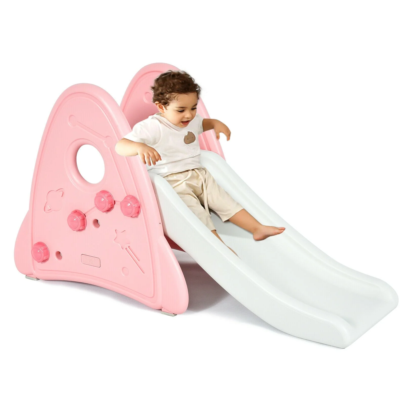 Freestanding Baby Slide Indoor First Play Climber Slide Set for Boys Girls -Pink - Image 7