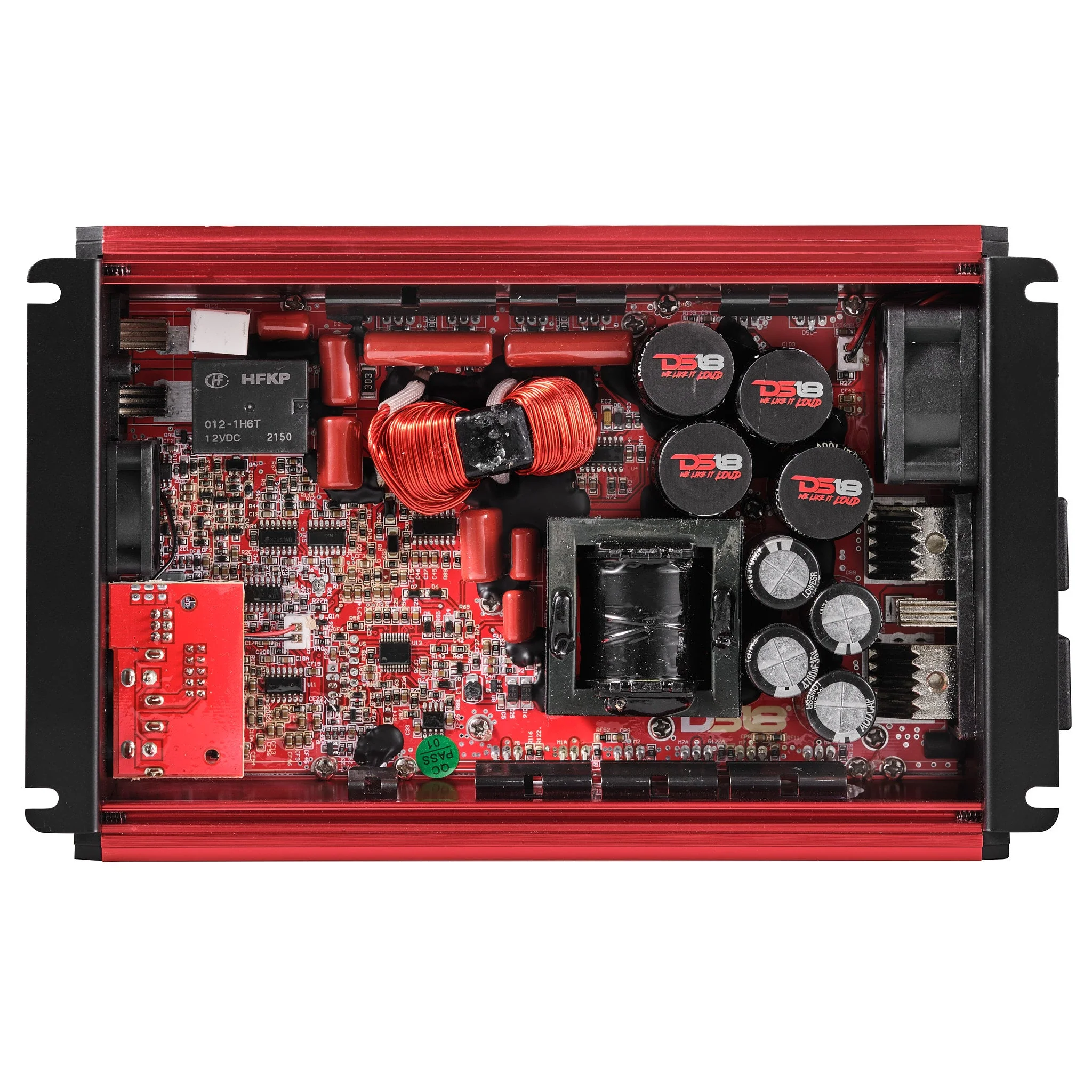 FRP Compact Full-Range Class D 1-Channel Amplifier 2,500 Watts Rms @ 1-ohm Red - Image 2