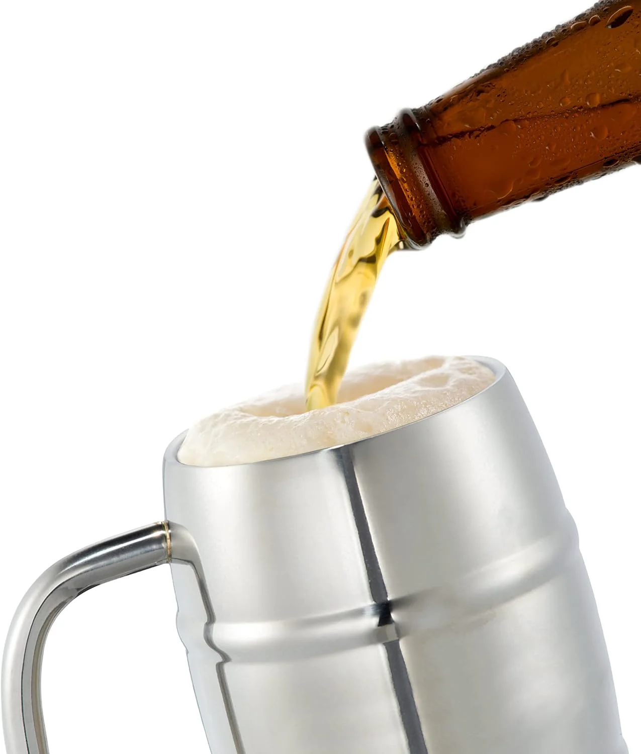 Funny Beer Gift Stainless Steel Insulated Beer Mug with Handle and Sip Lid (For Christmas/Birthday/Fathers Day) I Identify As Sober - Image 4