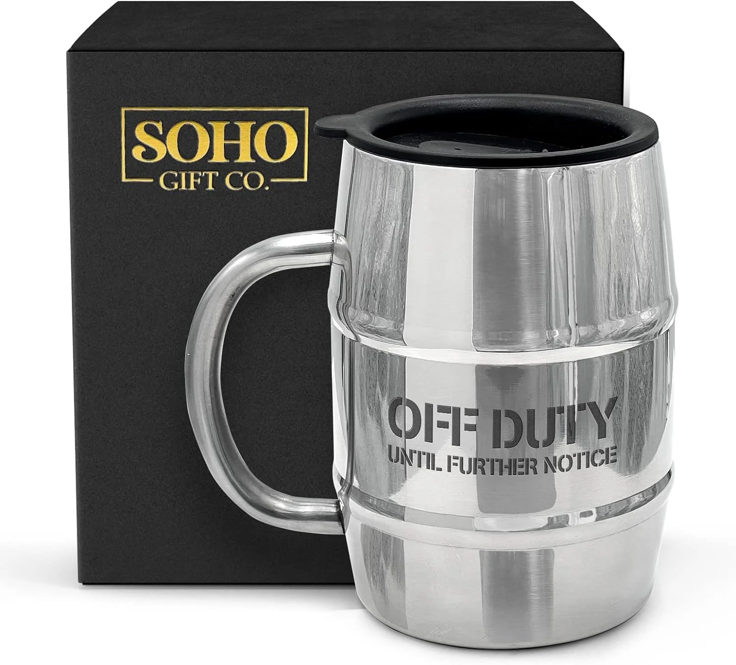 Funny Mug Gift for Men - 17oz Insulated Stainless Steel Beer/Coffee Cup with Handle and Lid for Birthday/Christmas 2023 "Off Duty Until Further Notice (Gift Boxed) - Image 3