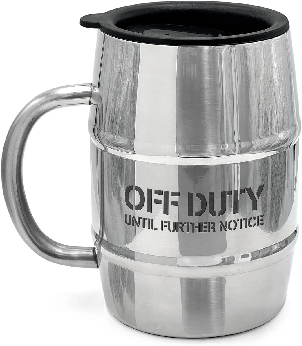 Funny Mug Gift for Men - 17oz Insulated Stainless Steel Beer/Coffee Cup with Handle and Lid for Birthday/Christmas 2023 "Off Duty Until Further Notice (Gift Boxed) - Image 8
