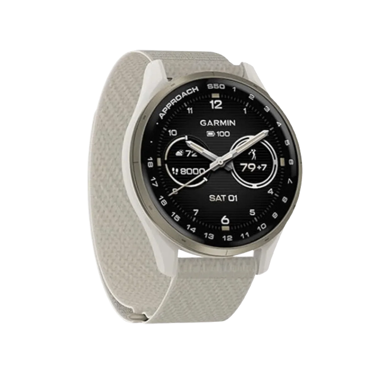 Garmin Approach S50 Golf Smartwatch Ivory Nylon Band - Image 3
