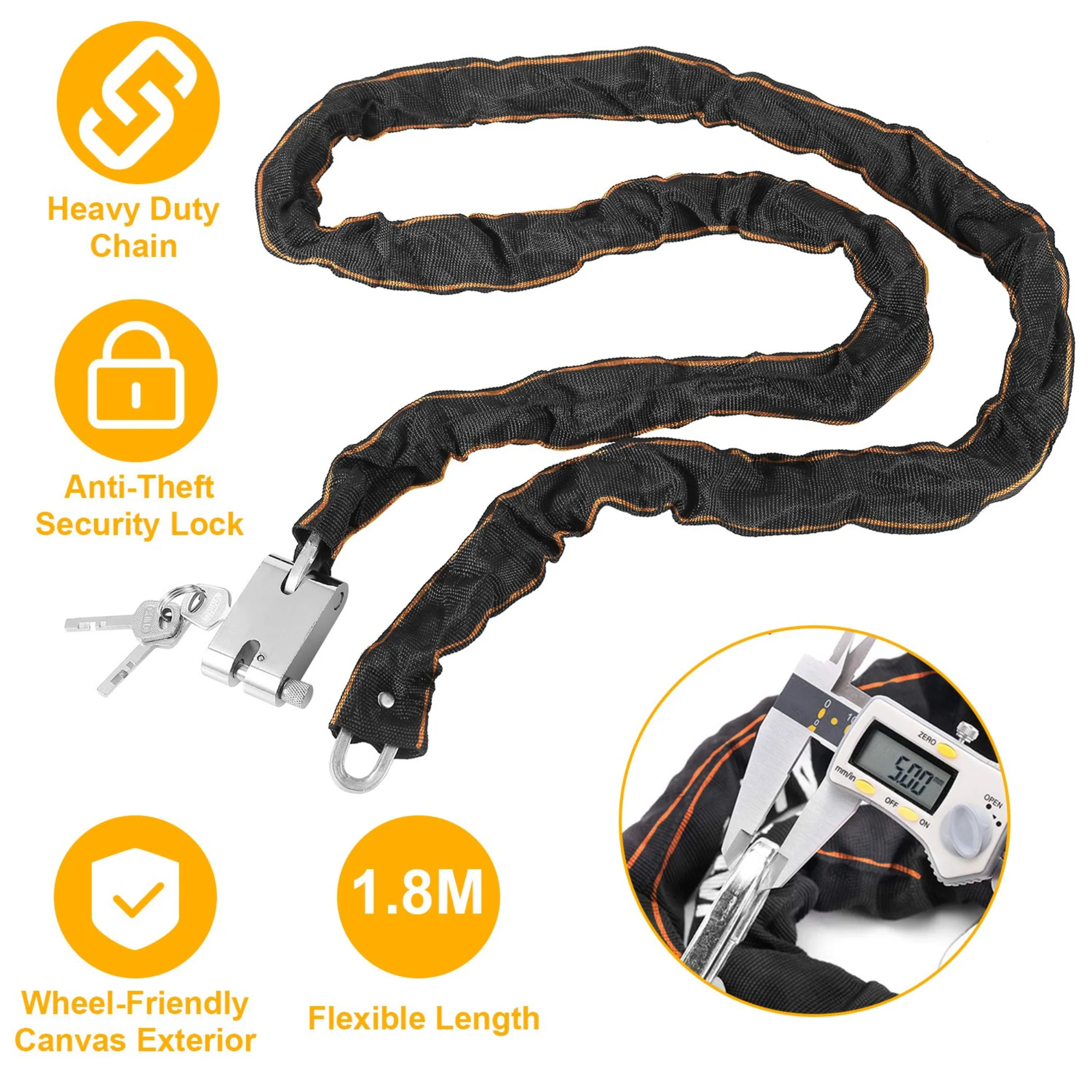 GBruno 1.8M Bike Chain Lock - Image 2