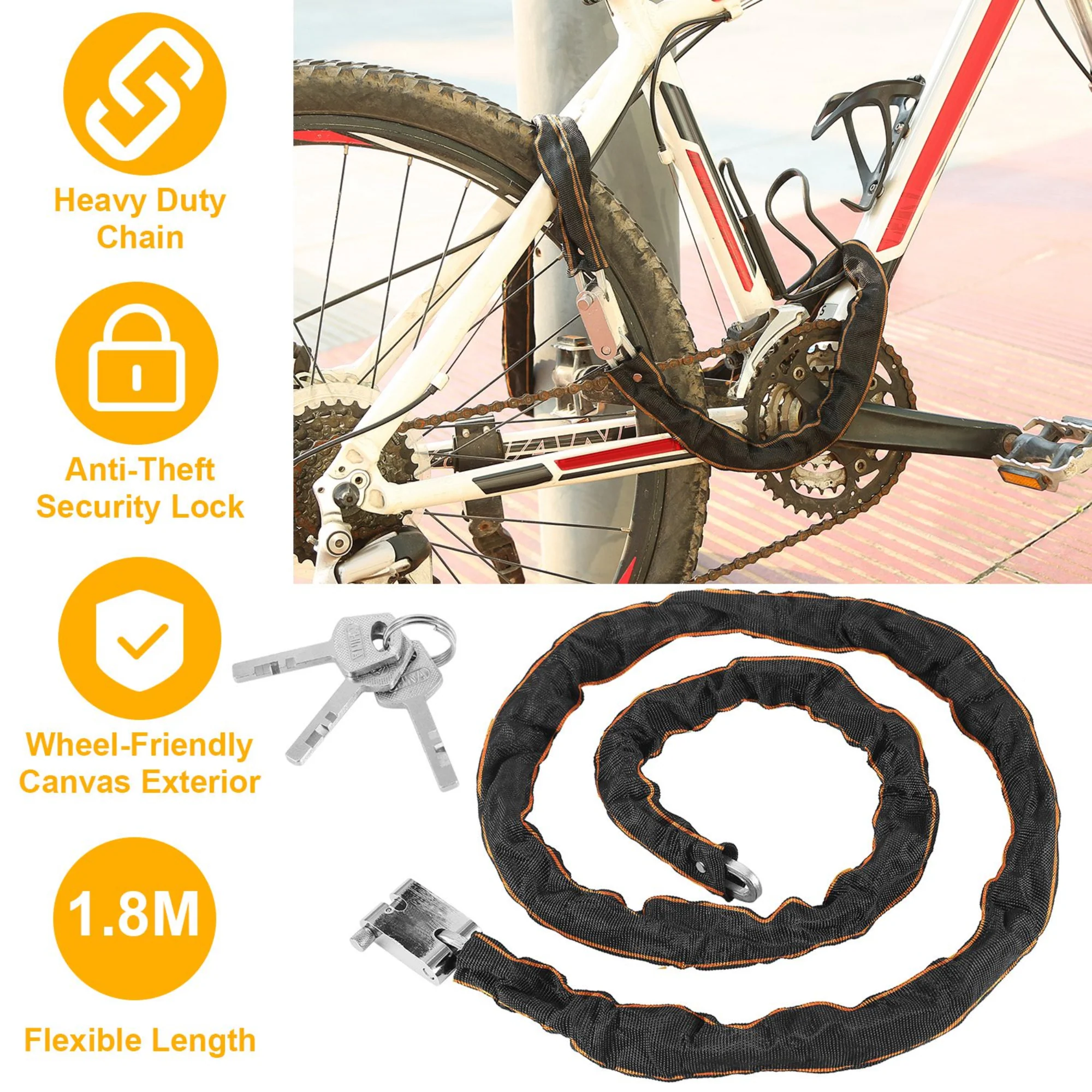 GBruno 1.8M Bike Chain Lock - Image 3