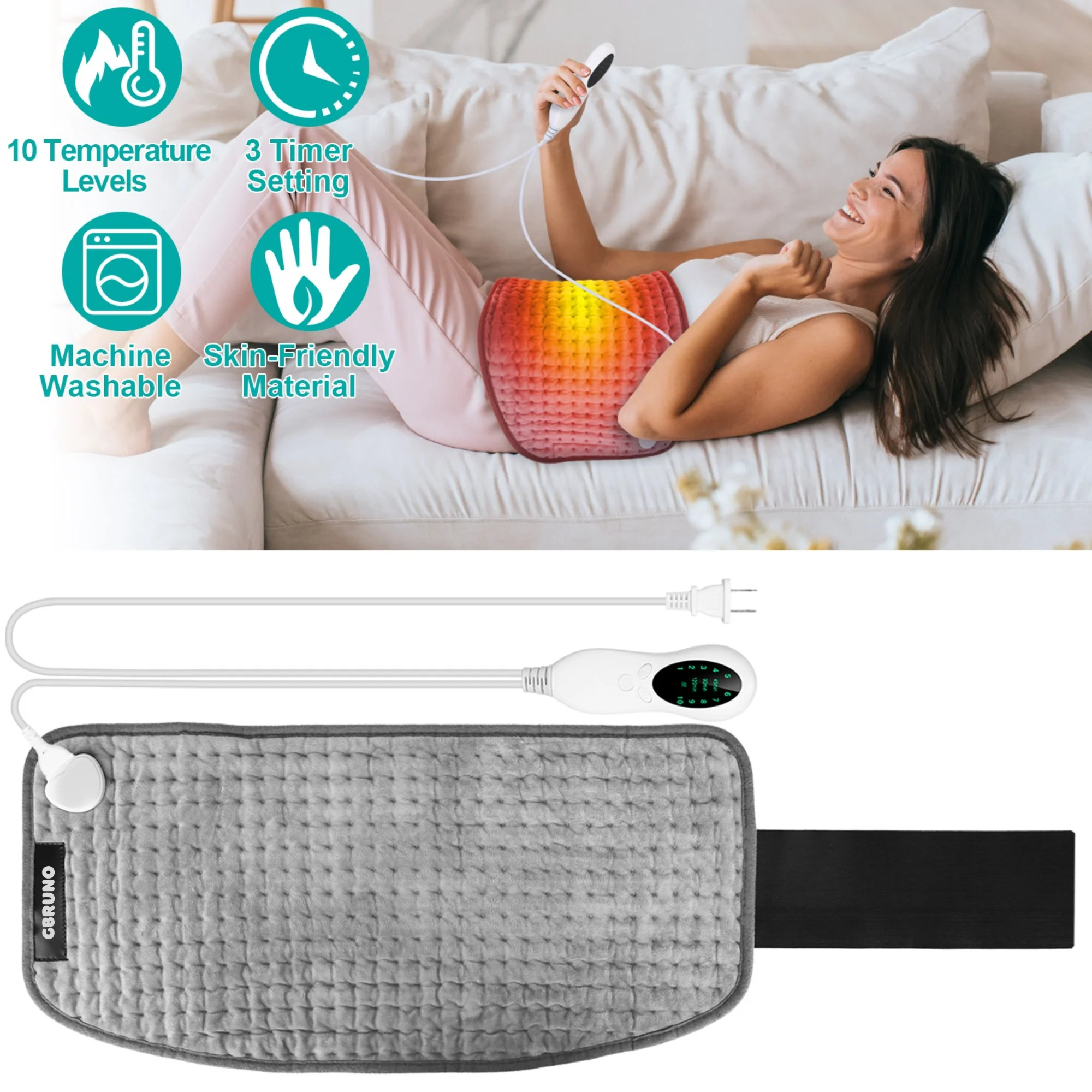 GBruno 11.41x24.41in Electric Heating Pad - Image 2