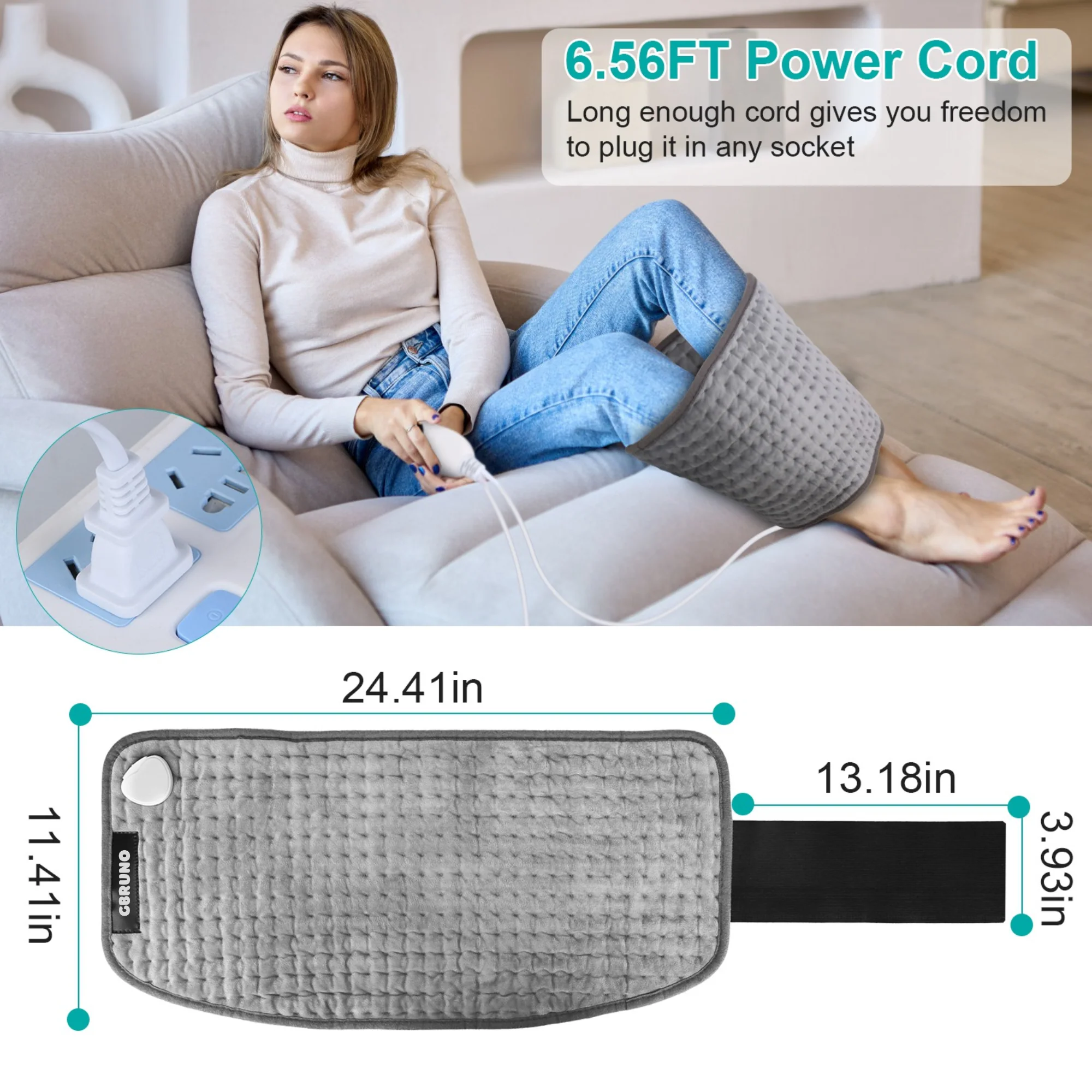 GBruno 11.41x24.41in Electric Heating Pad - Image 6