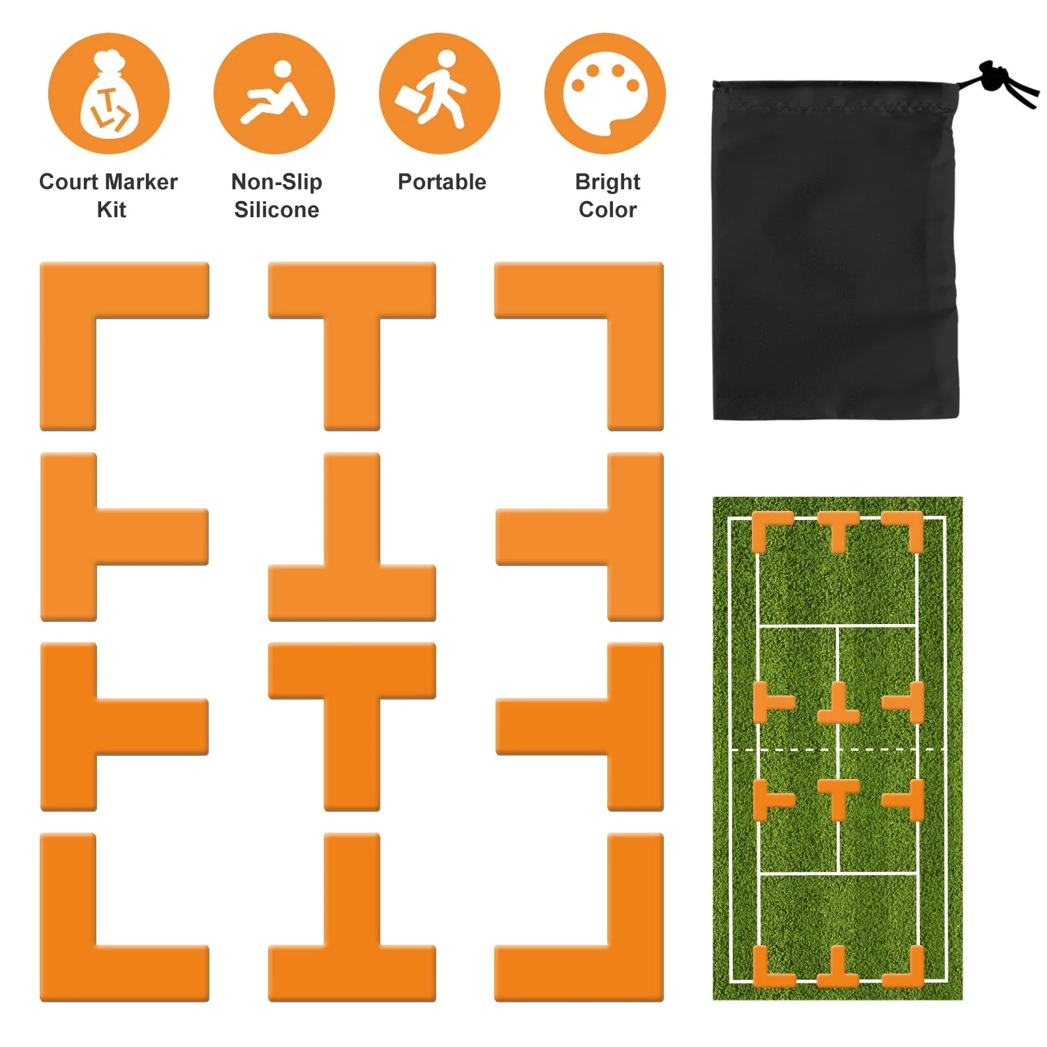 GBruno 12Pcs Pickle Ball Court Marking Kit - Image 2