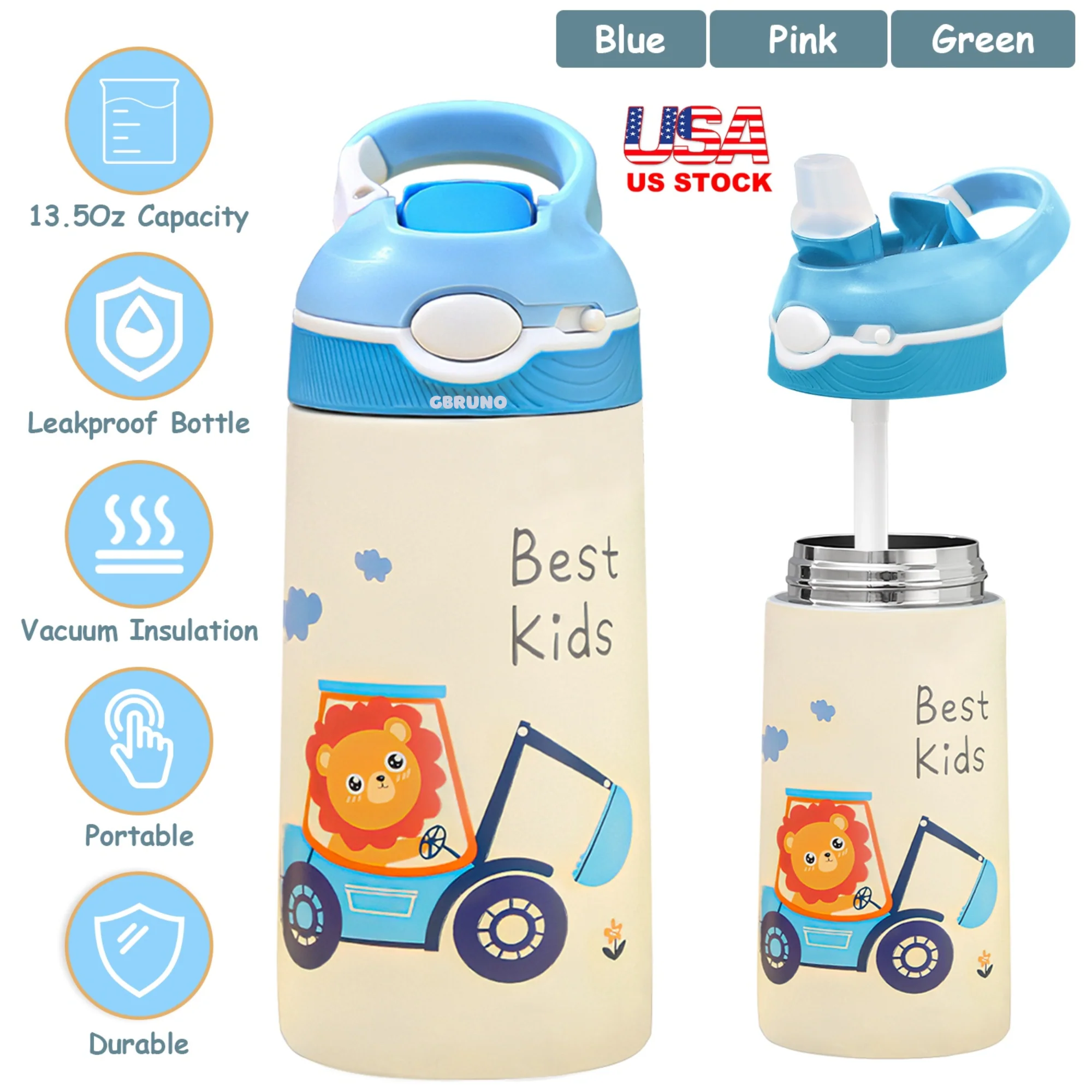 GBruno 13.5Oz Insulated Stainless Steel Water Bottle - Image 6