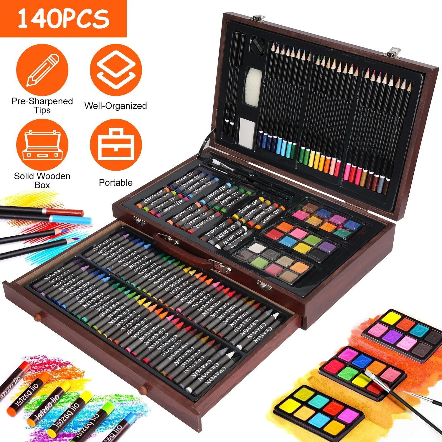 GBruno 140Pcs Art Supplies With Colored Pencils - Image 2