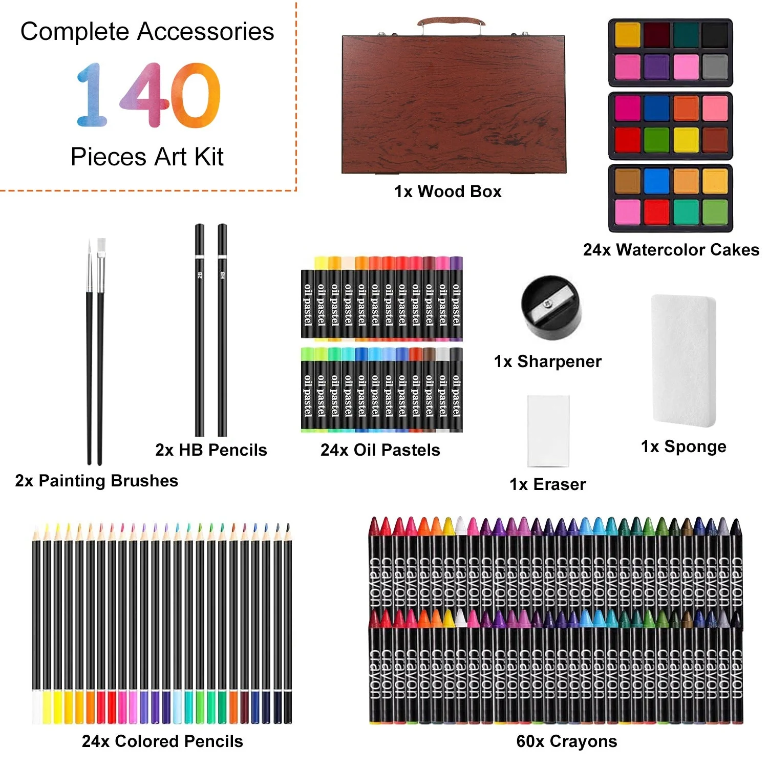 GBruno 140Pcs Art Supplies With Colored Pencils - Image 4
