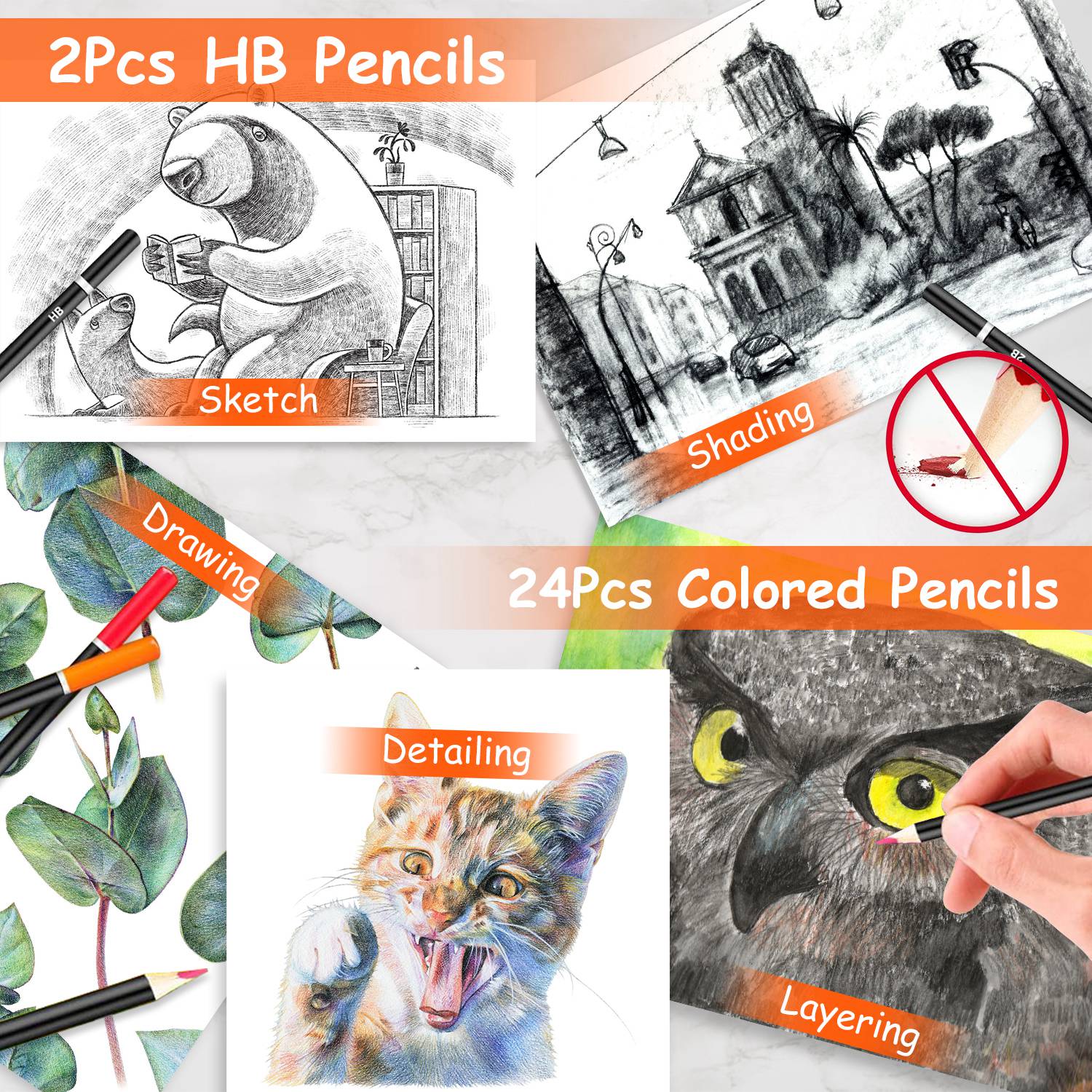GBruno 140Pcs Art Supplies With Colored Pencils - Image 6