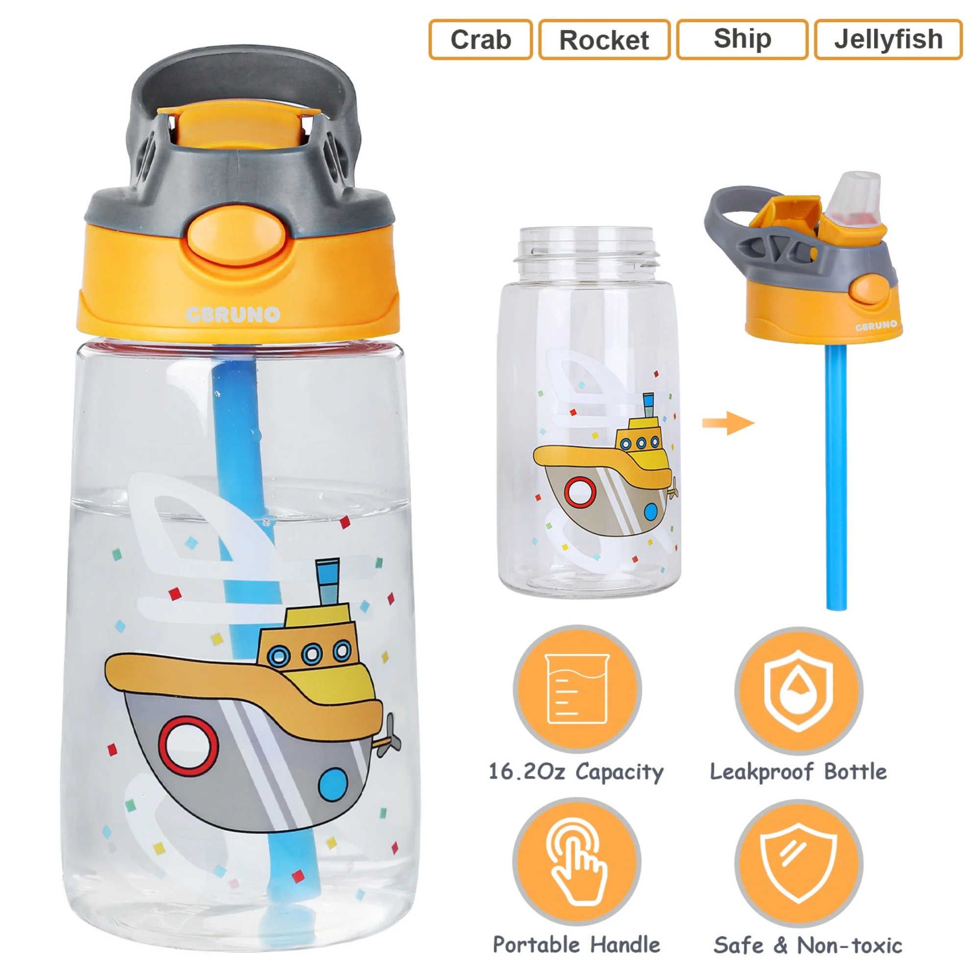 GBruno 16.2Oz Leak-proof Kids Water Bottle - Image 2