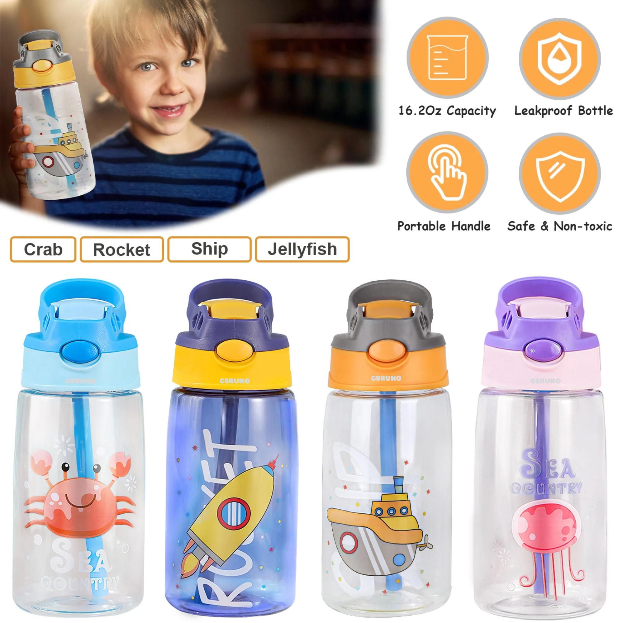 GBruno 16.2Oz Leak-proof Kids Water Bottle - Image 3