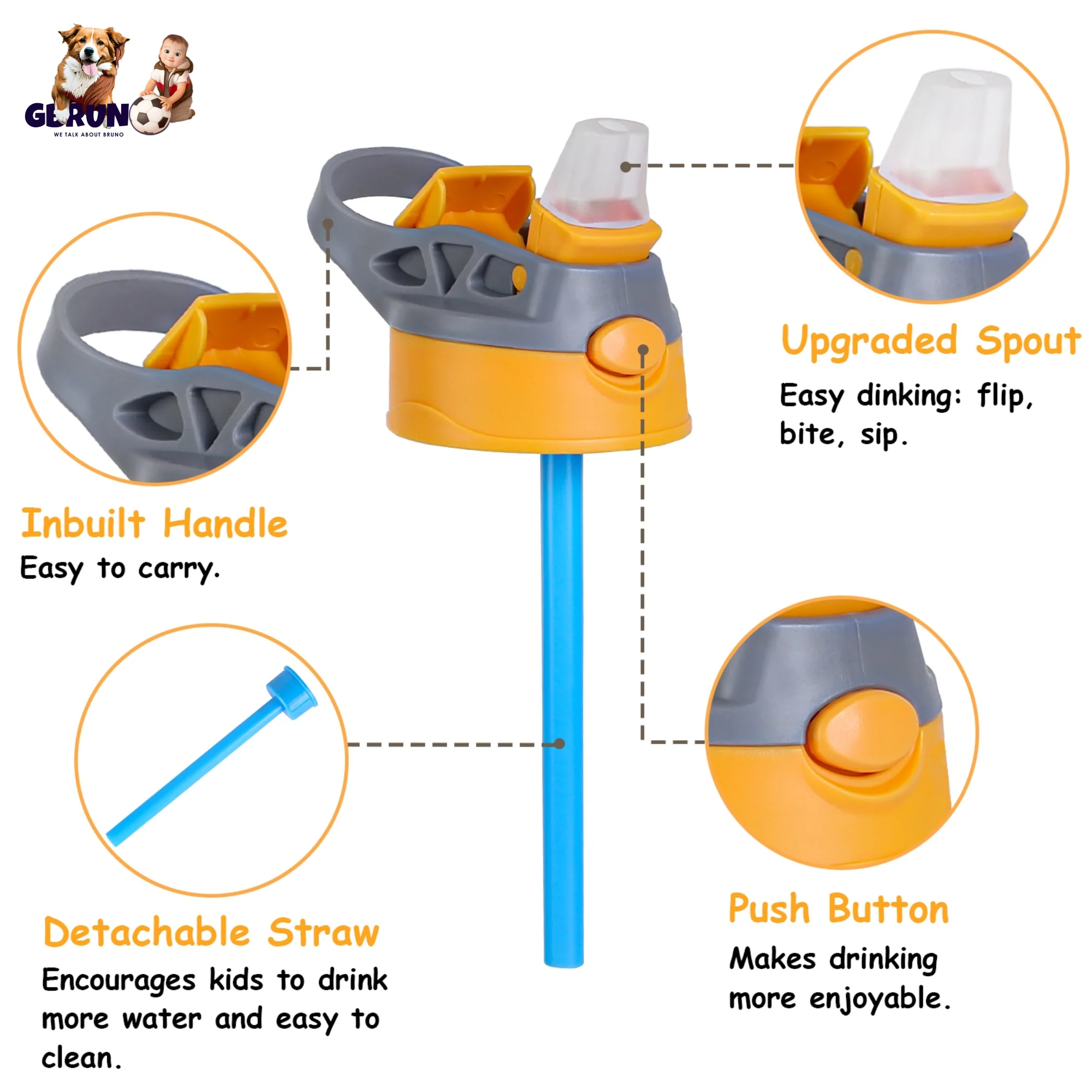 GBruno 16.2Oz Leak-proof Kids Water Bottle - Image 4
