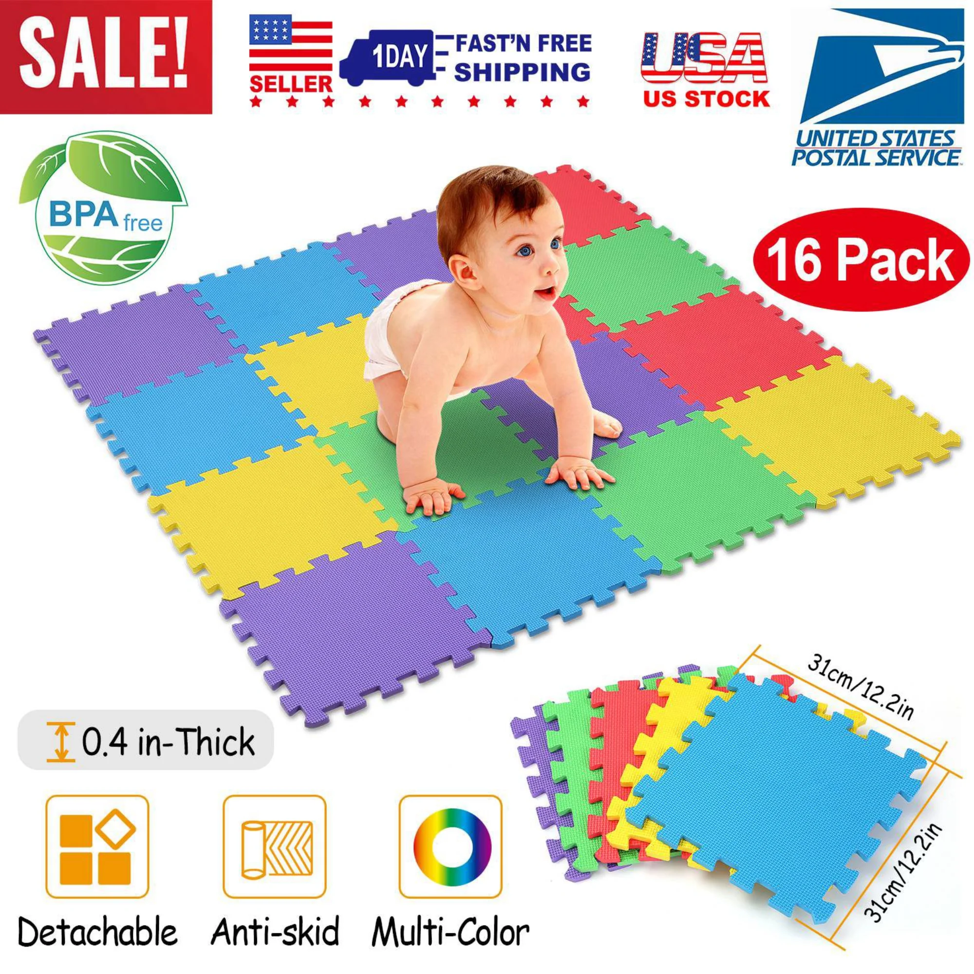 GBruno 16Pcs Kids Puzzle Exercise Play Mat - Image 2