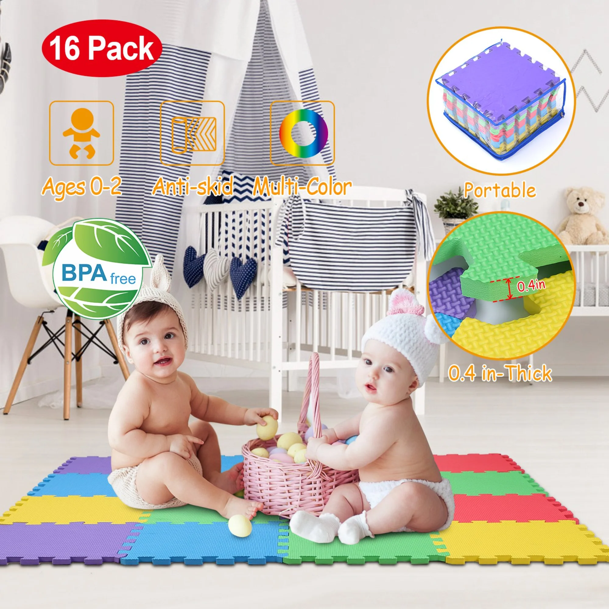GBruno 16Pcs Kids Puzzle Exercise Play Mat - Image 3