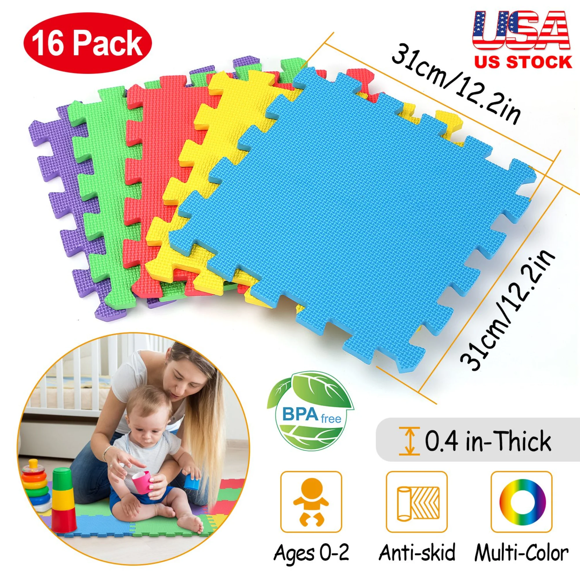 GBruno 16Pcs Kids Puzzle Exercise Play Mat - Image 4