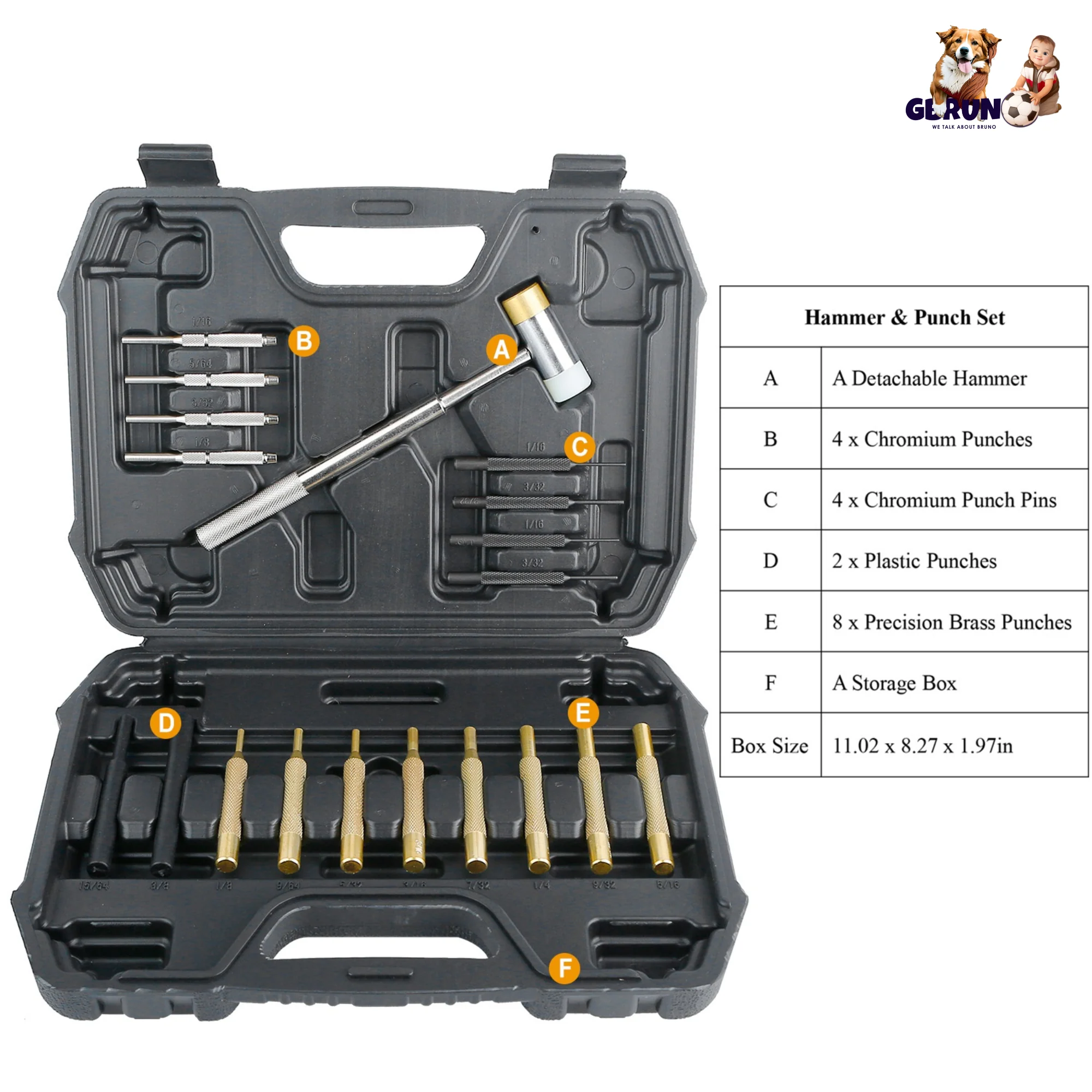 GBruno 19Pcs Hammer Punch Set - Image 4