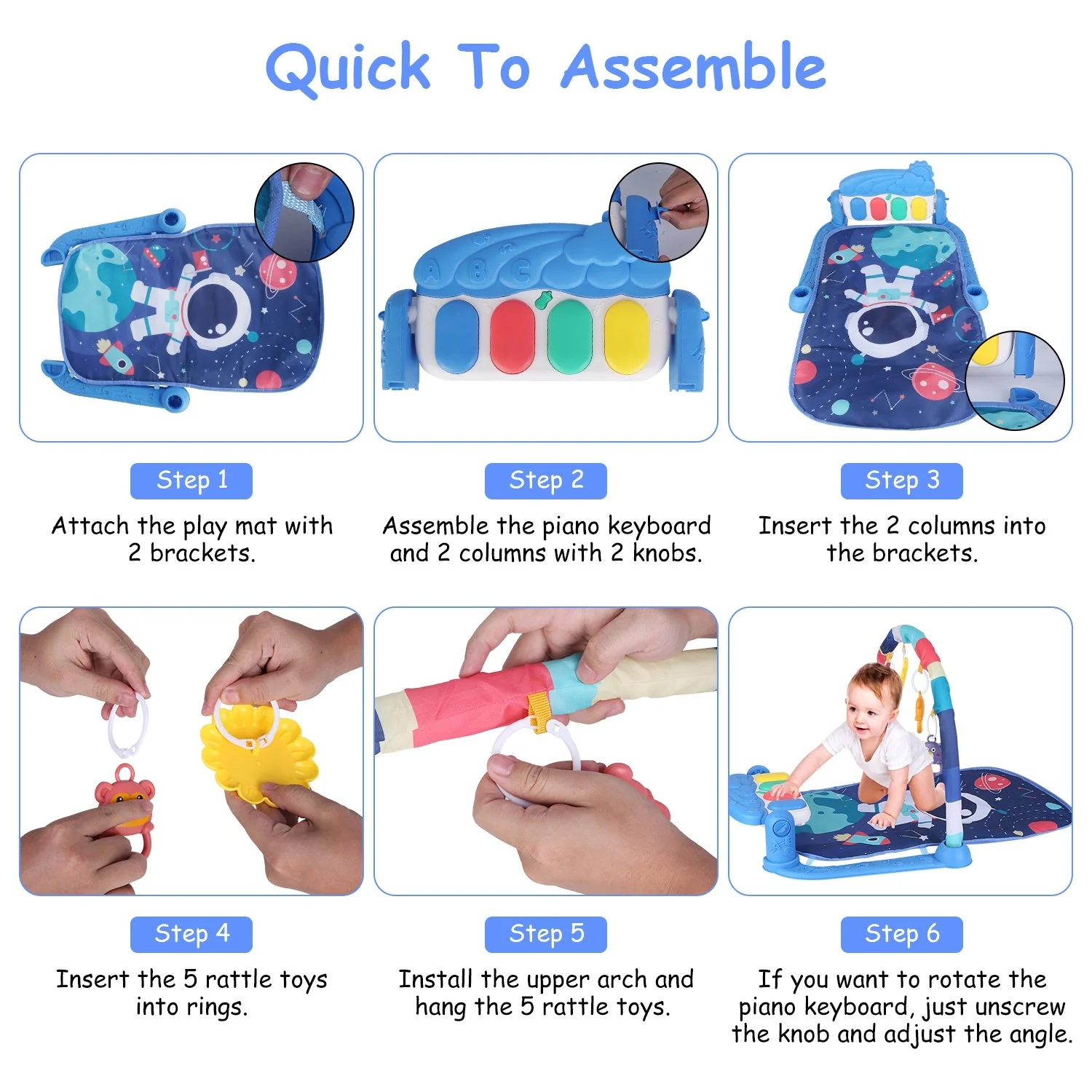 GBruno 2 In 1 Baby Gym Play Mat - Image 6