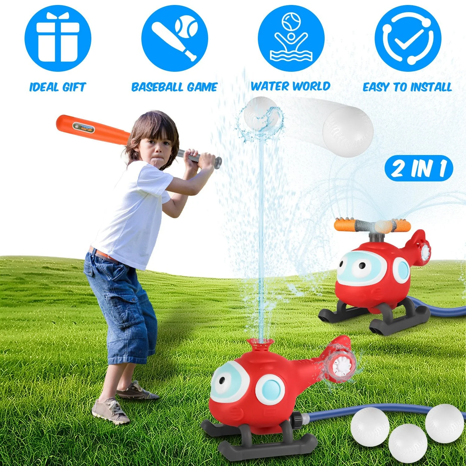 GBruno 2 In 1 Water Sprinkler Baseball - Image 2