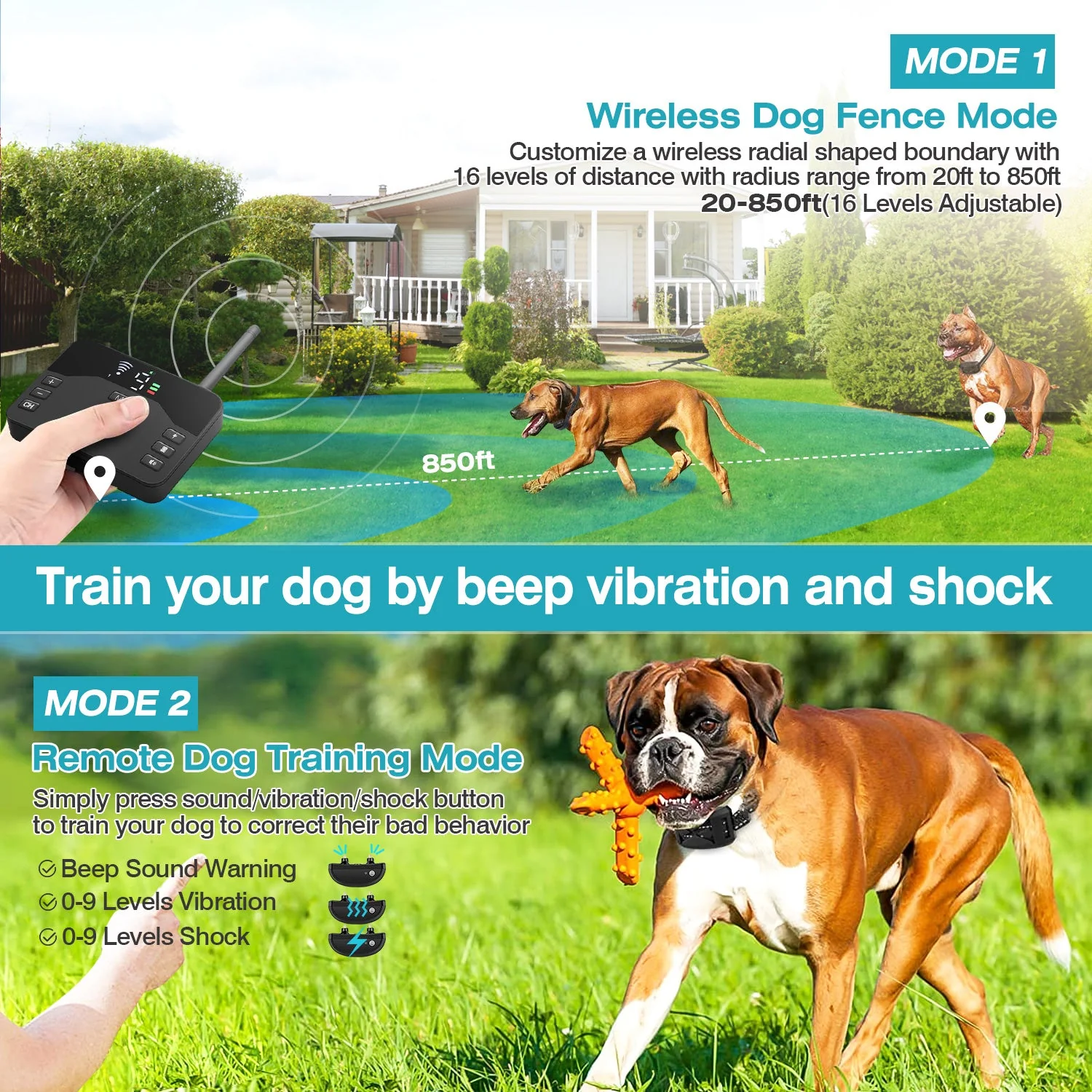 GBruno 2 In 1 Wireless Electric Dog Fence - Image 4