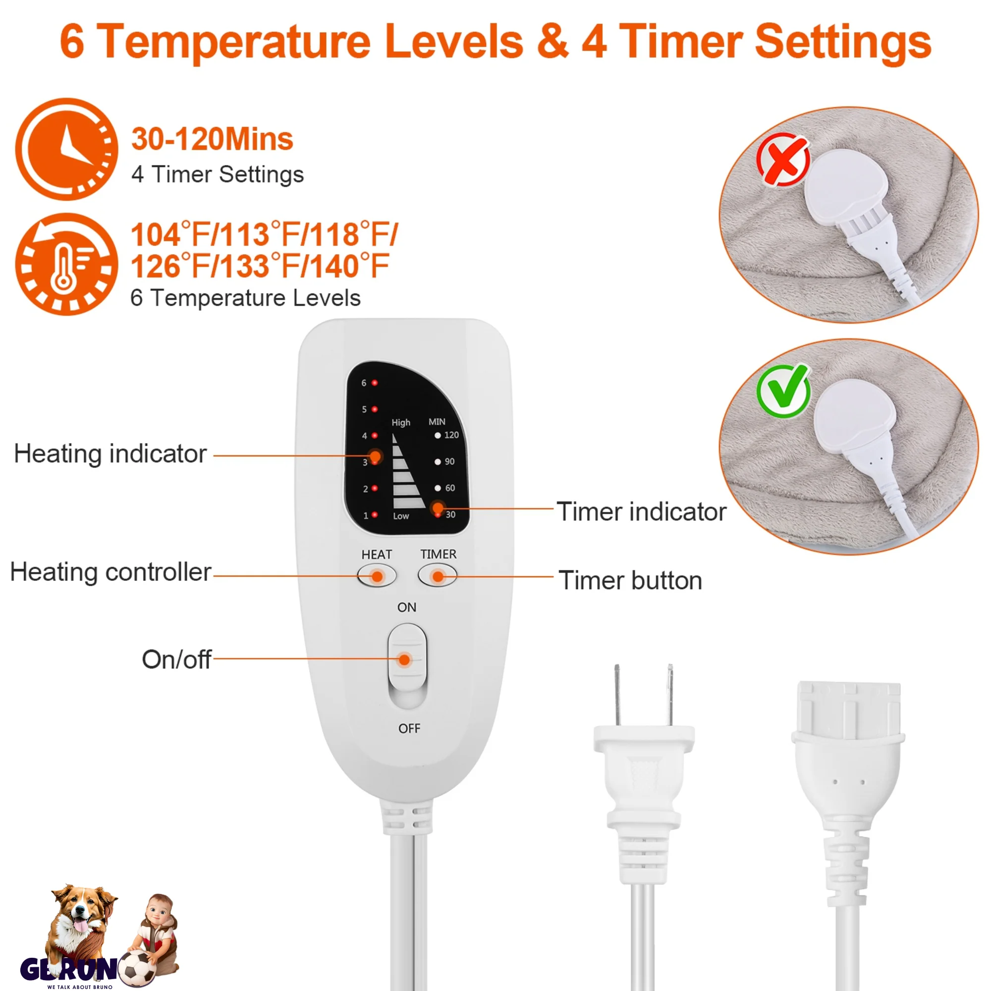 GBruno 22.4x16.3in Large Weighted Heating Pad - Image 4