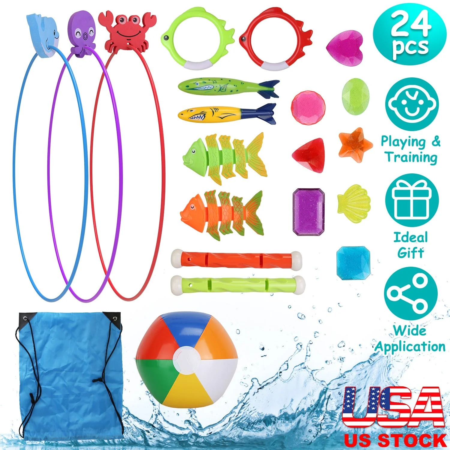 GBruno 24Pcs Diving Toys Swimming Pool - Image 2