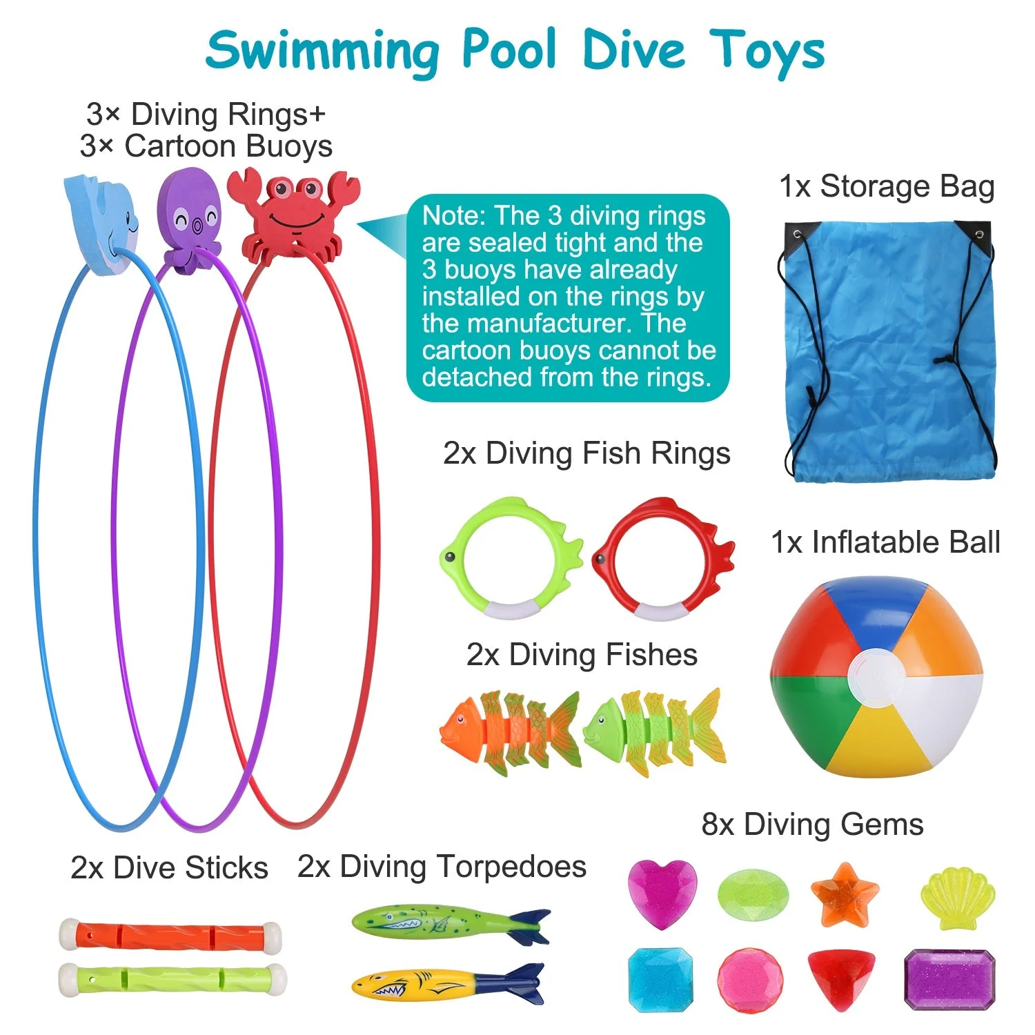 GBruno 24Pcs Diving Toys Swimming Pool - Image 3
