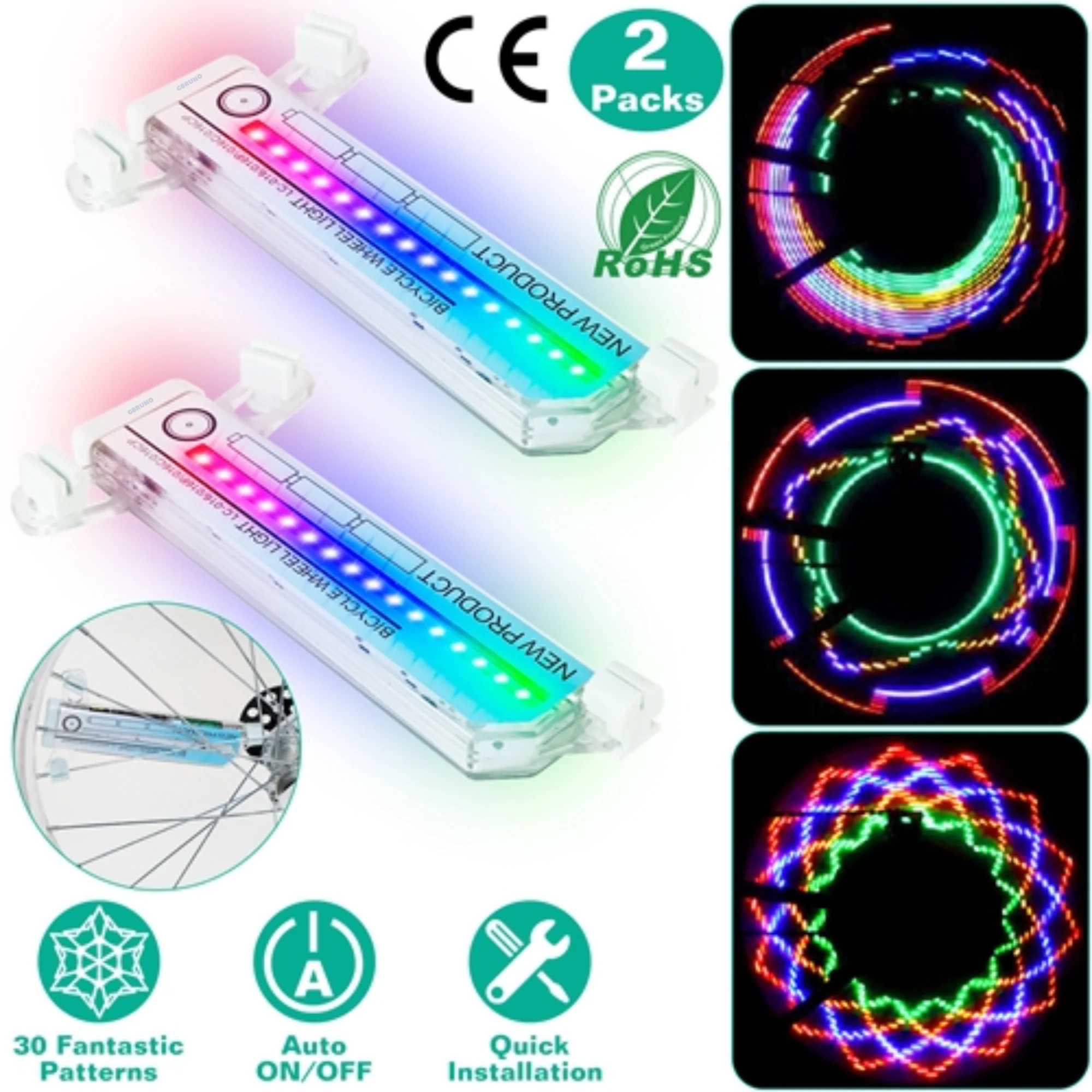 GBruno 2Pcs 32LEDs Patterns Cycling Lights - Image 2