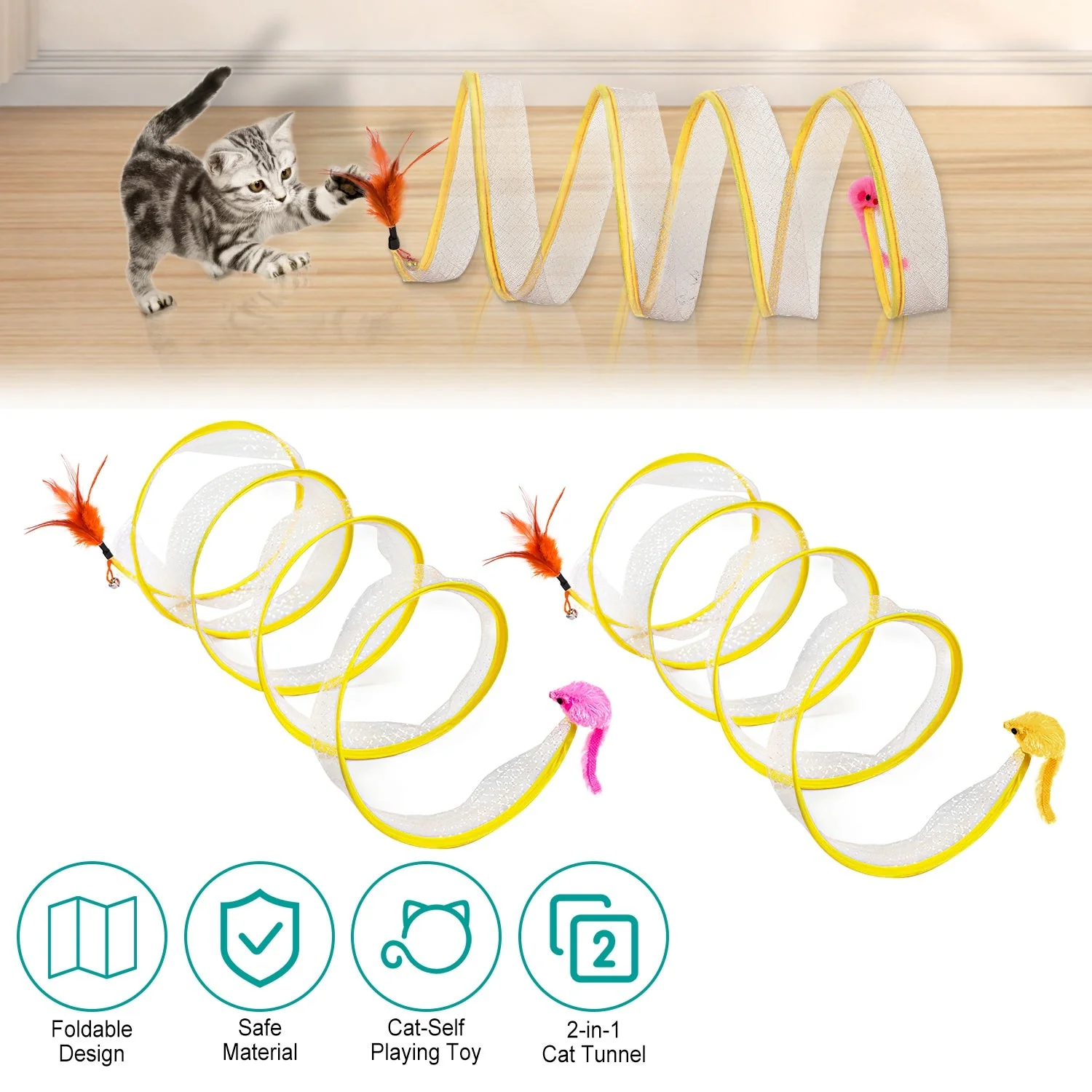 GBruno 2Pcs Foldable Cat Tunnel - Image 3