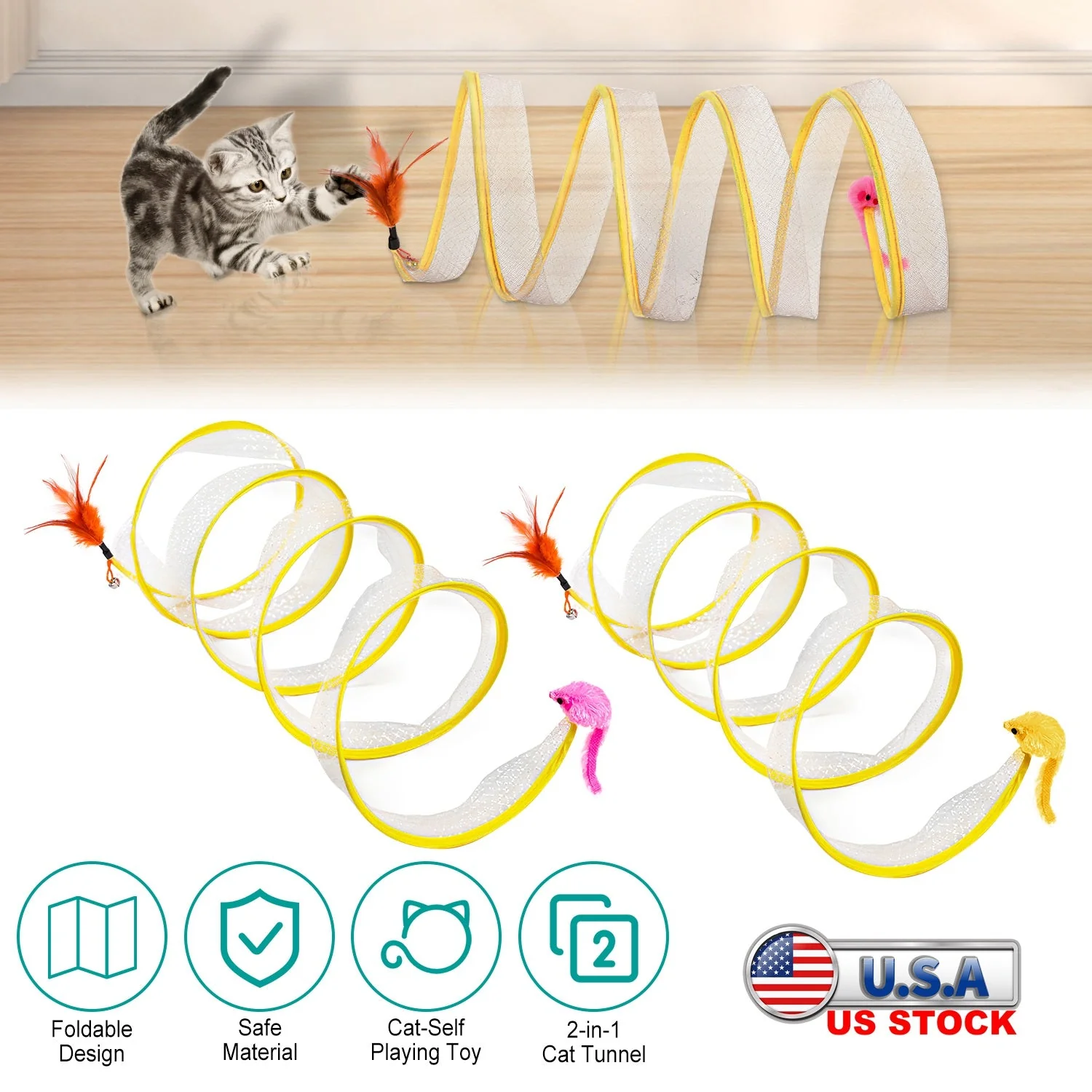 GBruno 2Pcs Foldable Cat Tunnel - Image 4