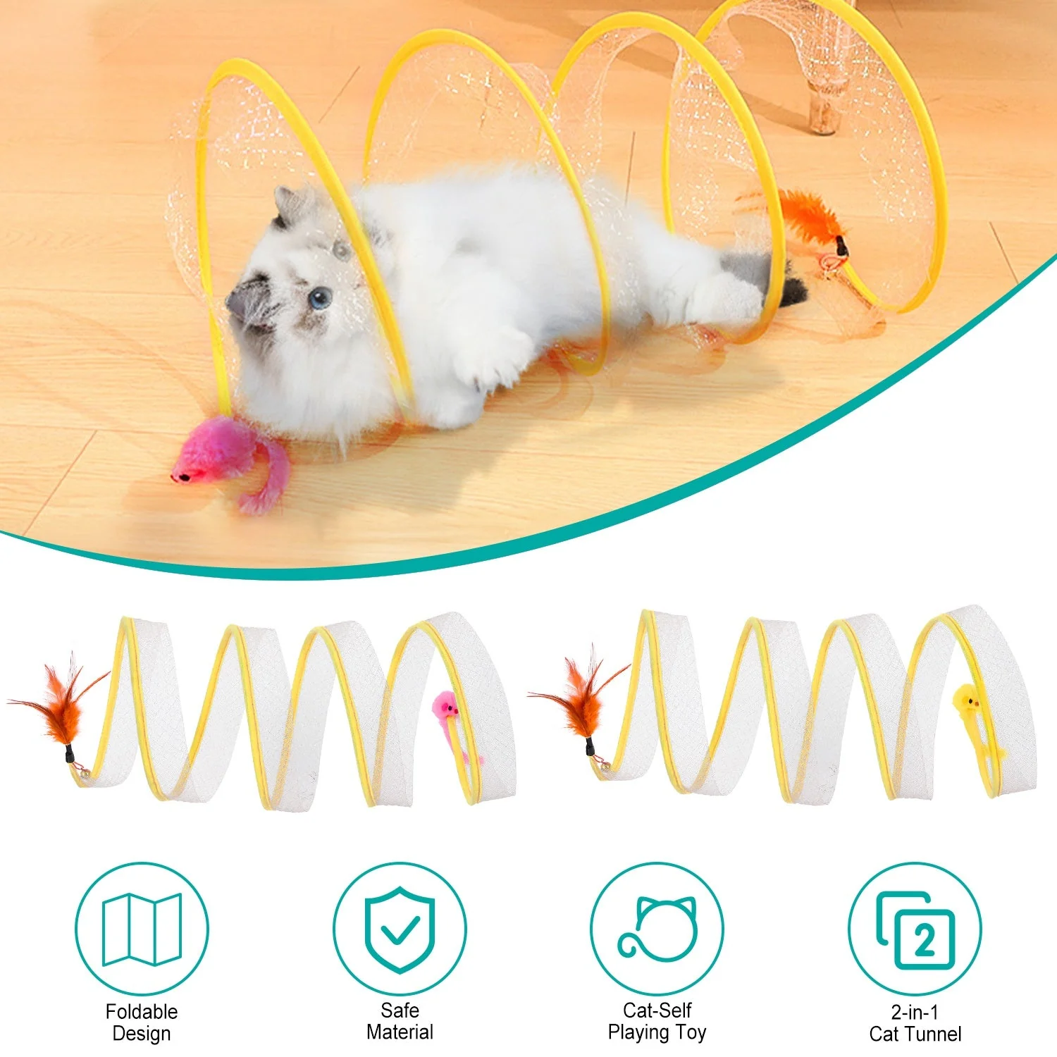 GBruno 2Pcs Foldable Cat Tunnel - Image 6