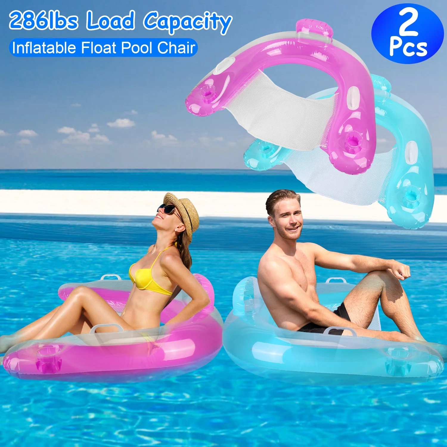 GBruno 2Pcs Inflatable Float Pool Chair - Image 2
