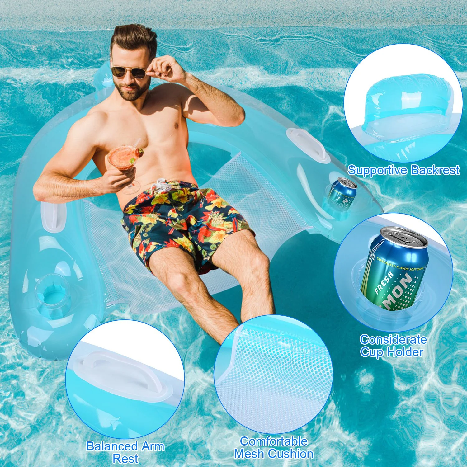 GBruno 2Pcs Inflatable Float Pool Chair - Image 5
