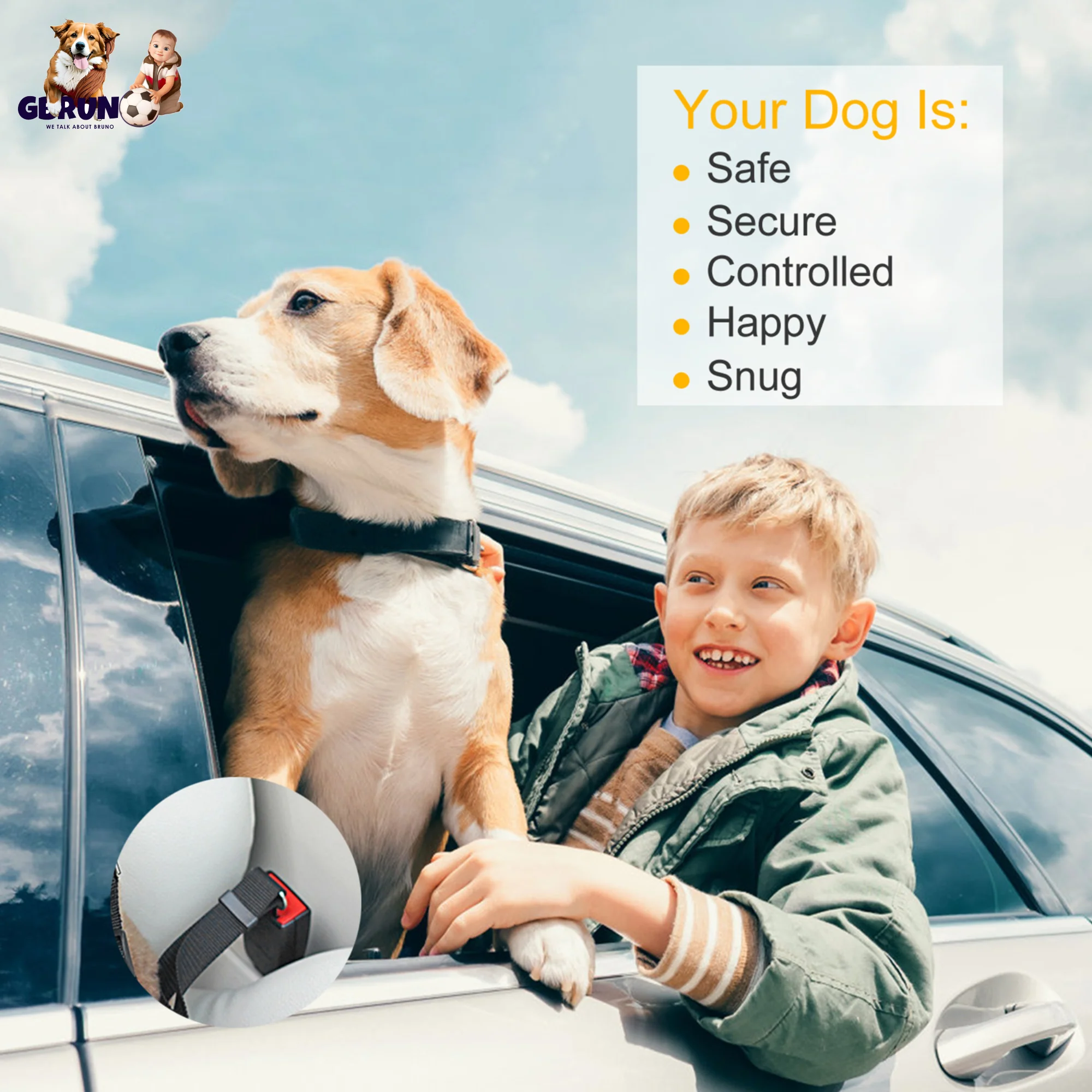 GBruno 2Pcs Pet Dog Seat Belt - Image 6