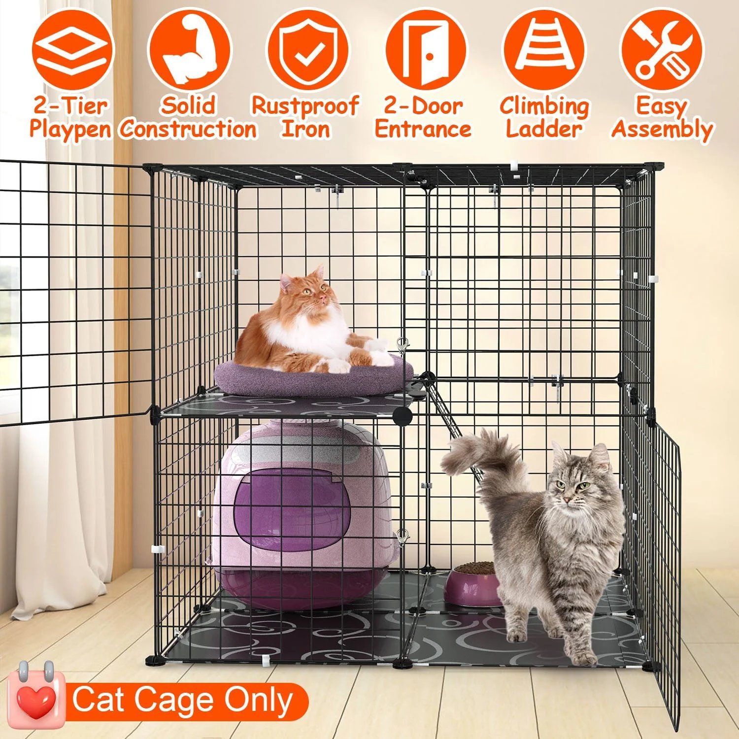 GBruno 2Tier Cat Cage Playpen Indoor Pet - Image 2