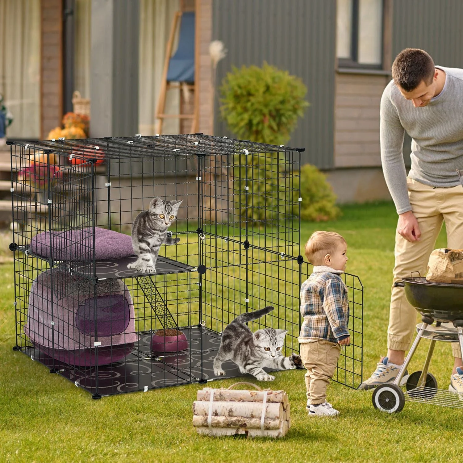 GBruno 2Tier Cat Cage Playpen Indoor Pet - Image 7