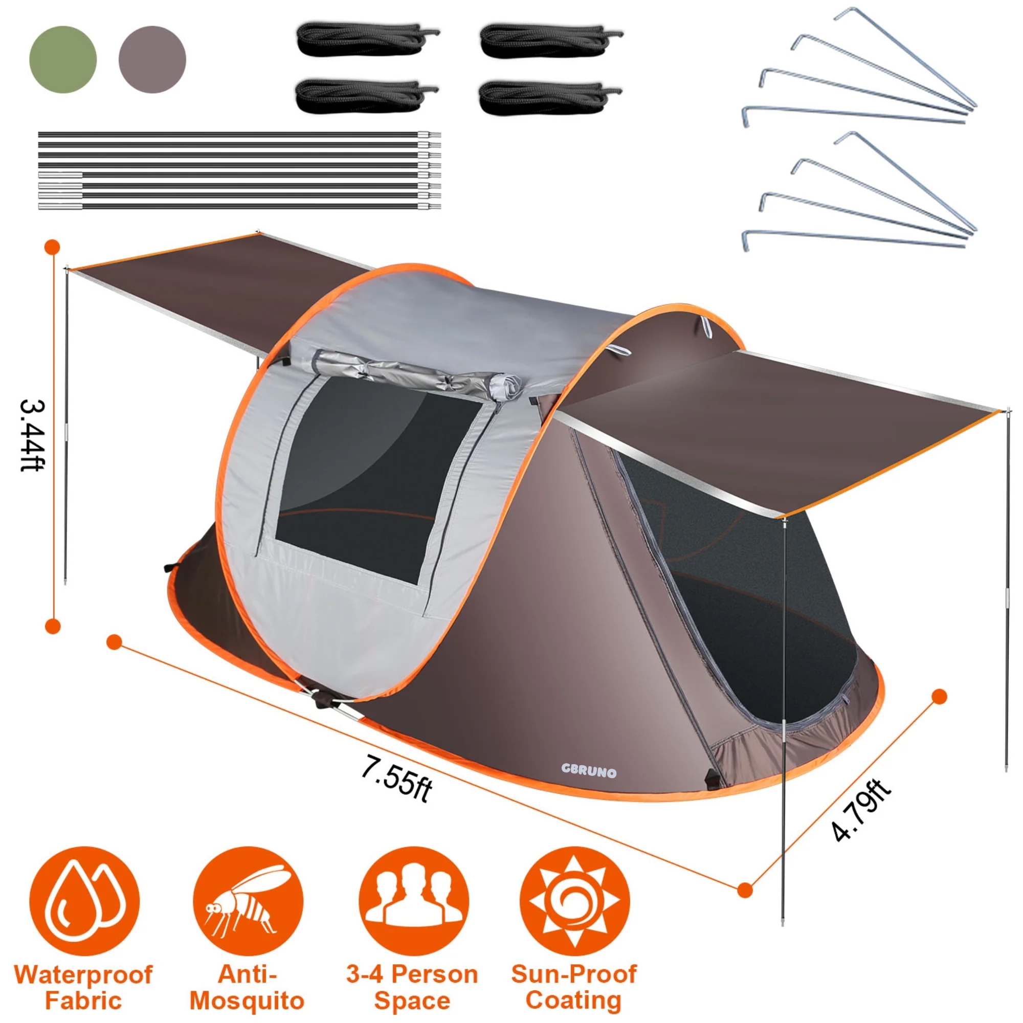 GBruno 3-4 Person Pop Up Tent - Image 2